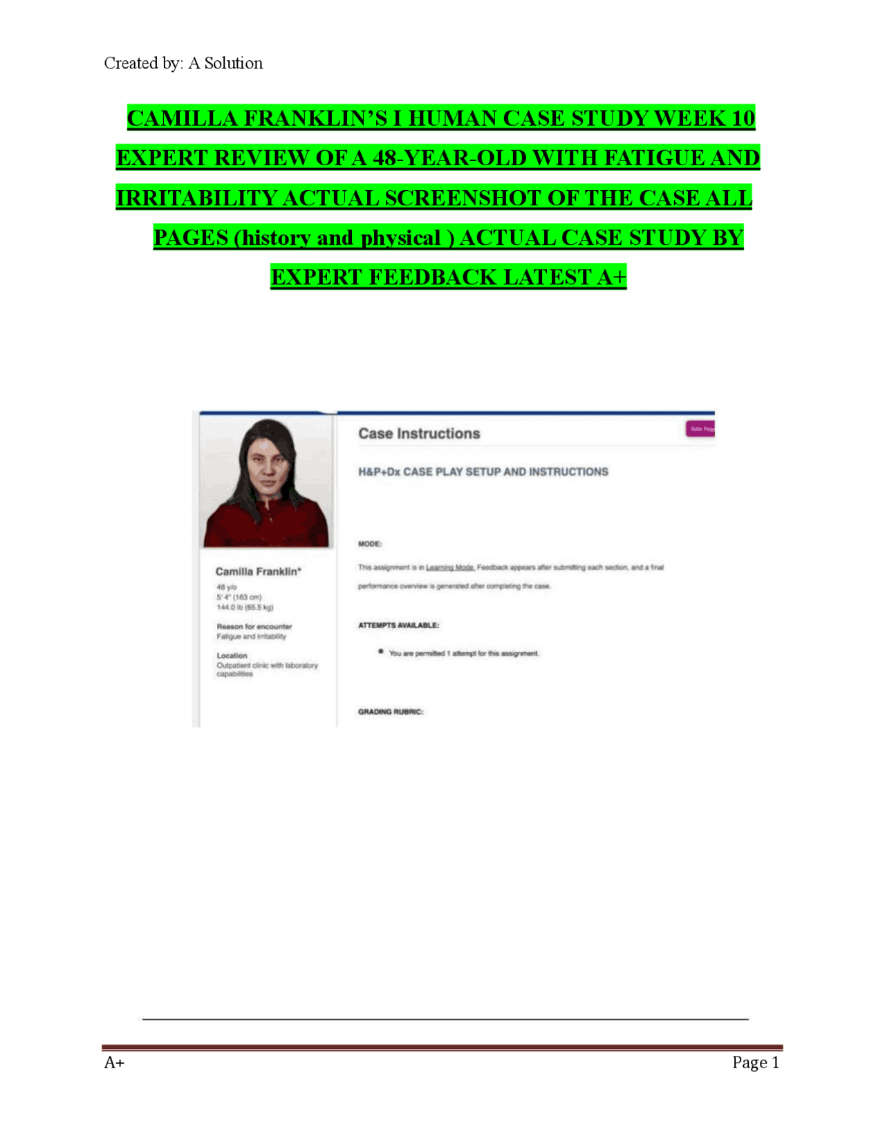 Case Study: A 48-Year-Old Female with Fatigue and Irritability | Exams ...