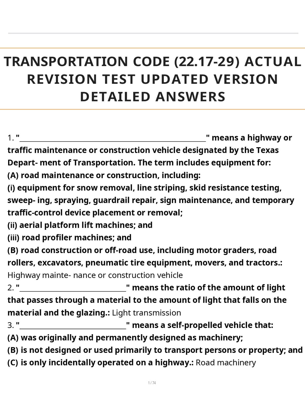 TRANSPORTATION CODE (22.17-29) ACTUAL REVISION TEST UPDATED VERSION ...