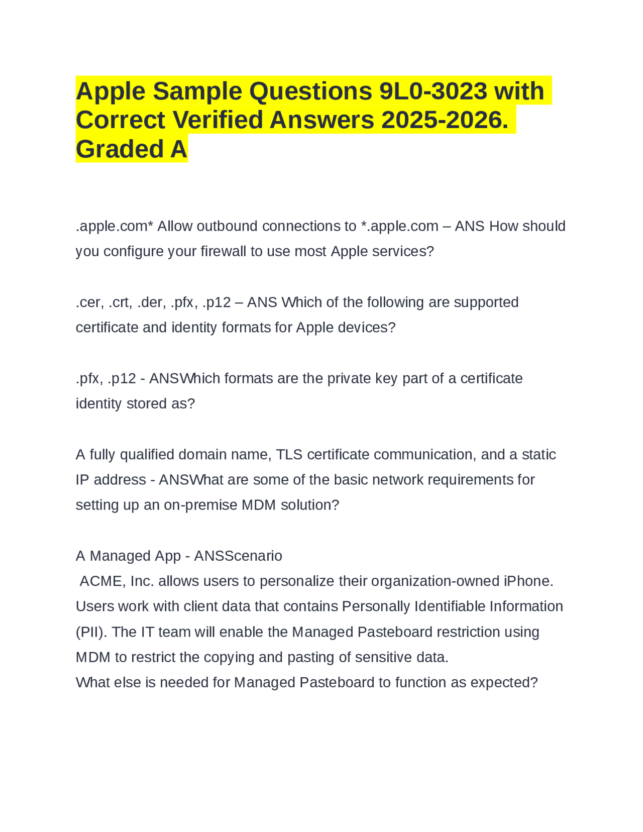 Apple Device Management: Multiple Choice Questions and Answers | Exams ...