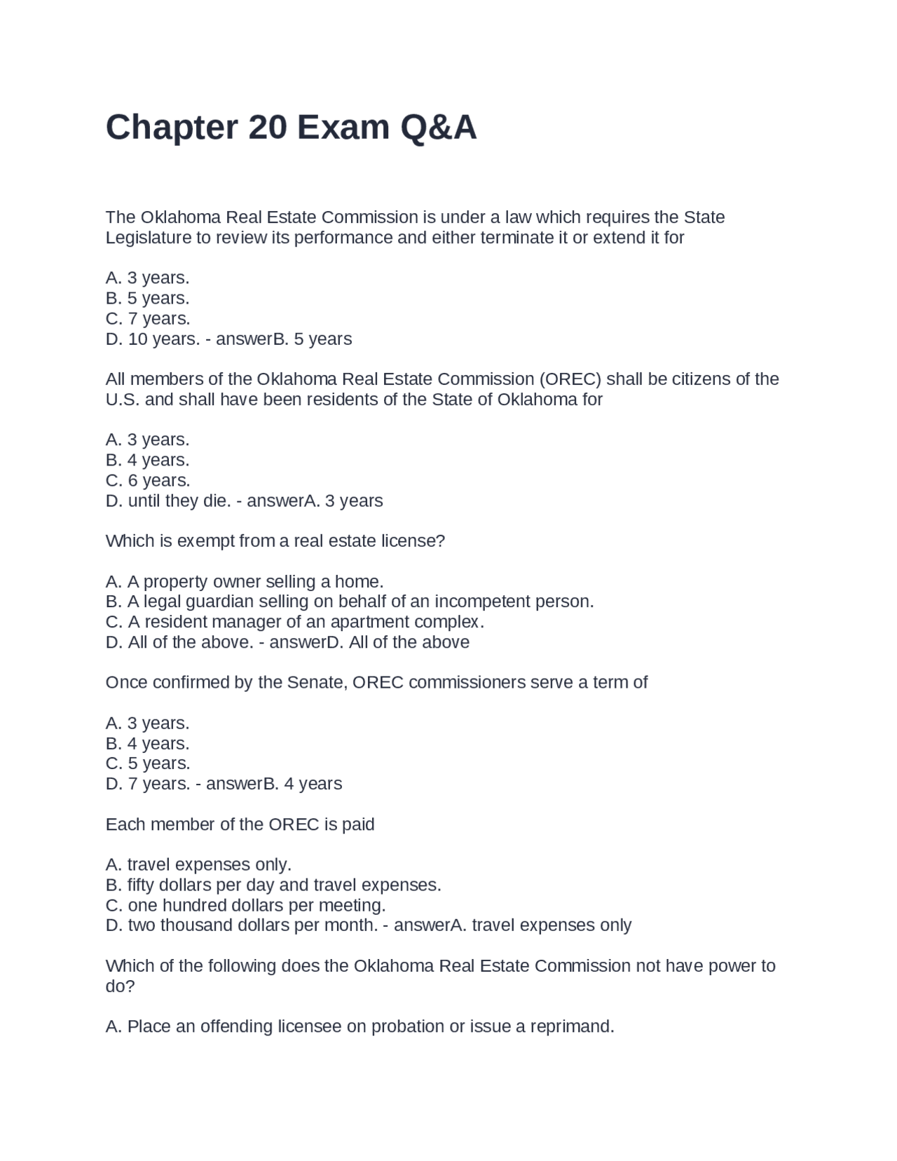 Chapter 20 Exam Q&A Questions and Answers 100% Correct | Exams Advanced ...