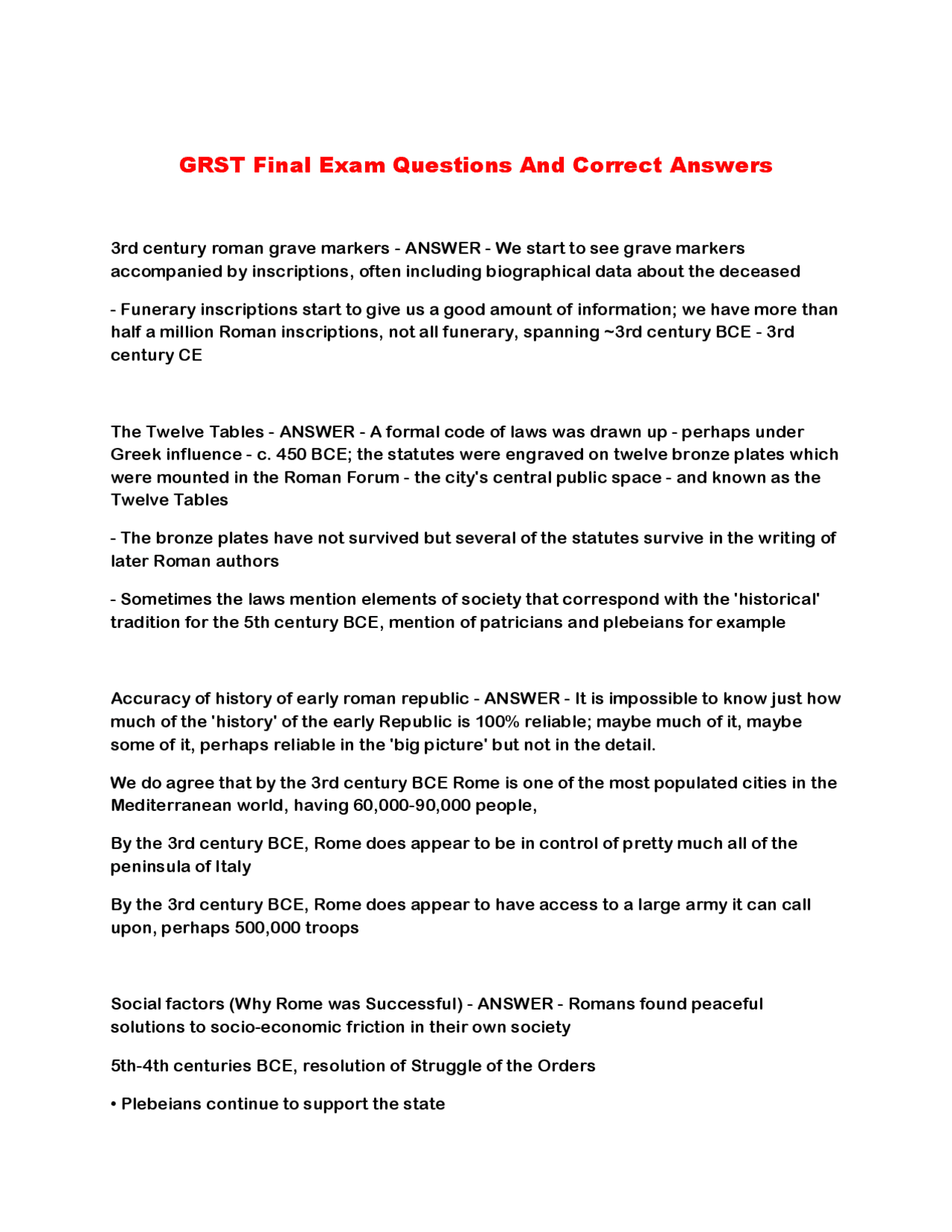 GRST Final Exam Questions And Correct Answers | Exams Advanced ...
