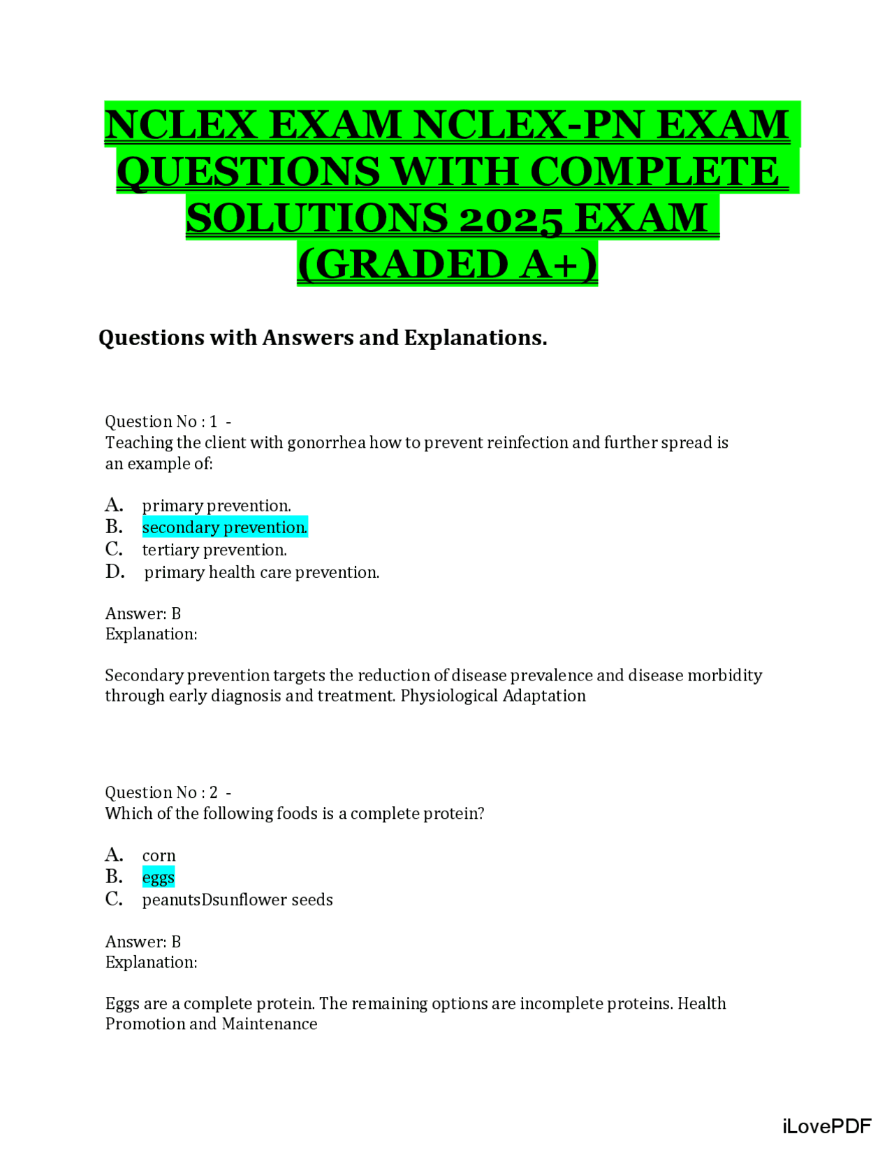 NCLEX-RN and NCLEX-PN Exam Questions and Answers 2025 | Exams Nursing ...