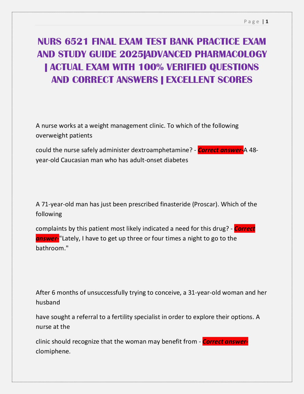 NURS 6521 FINAL EXAM TEST BANK PRACTICE EXAM AND STUDY GUIDE 2025 ...