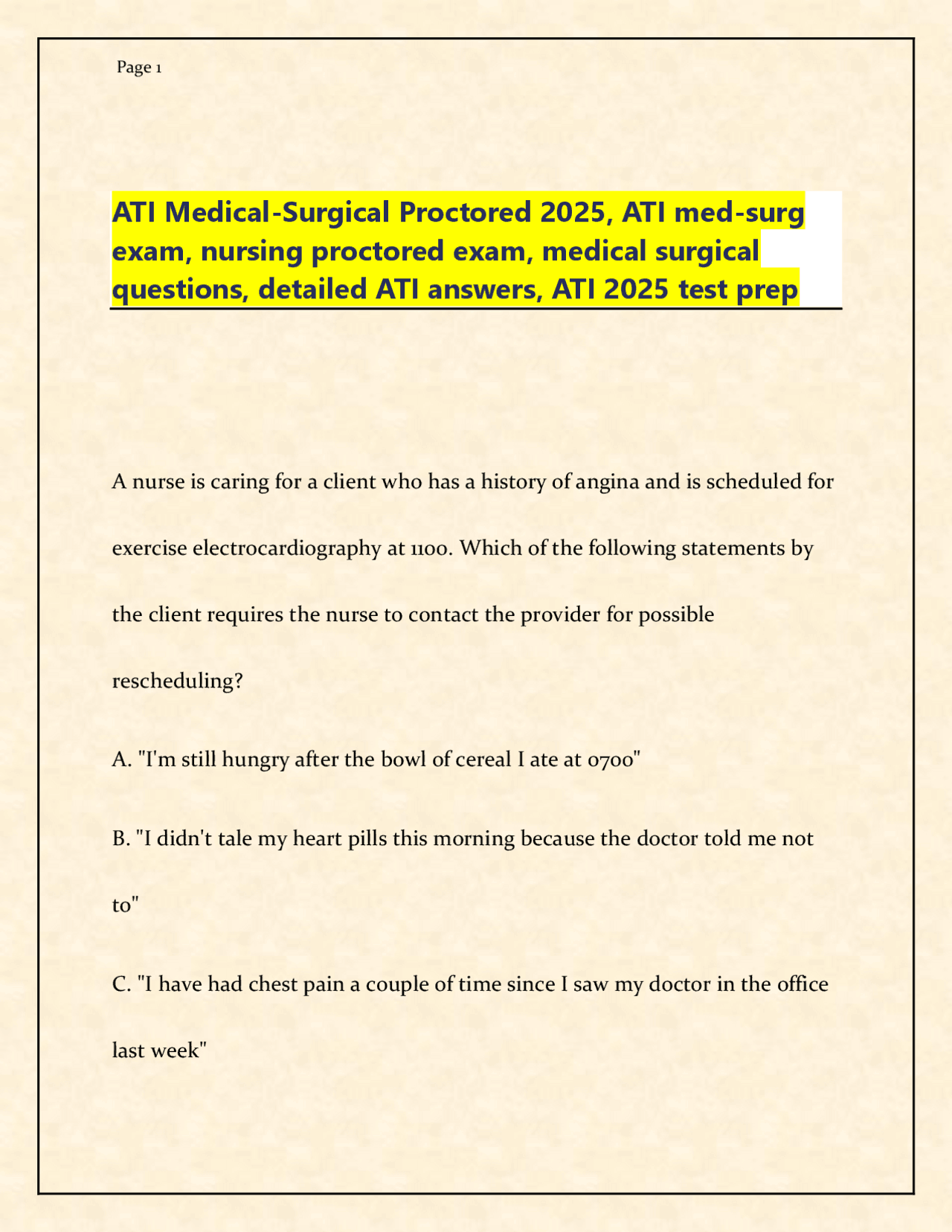 ATI Medical-Surgical Proctored 2025, ATI med-surg exam, nursing ...