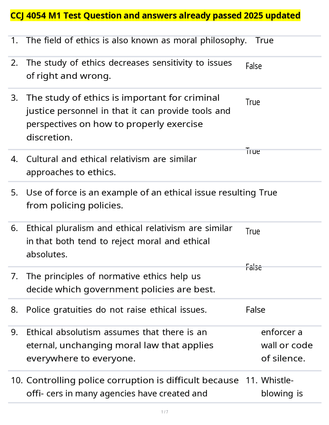 CCJ 4054 M1 Test Question and answers already passed 2025 | Exams ...