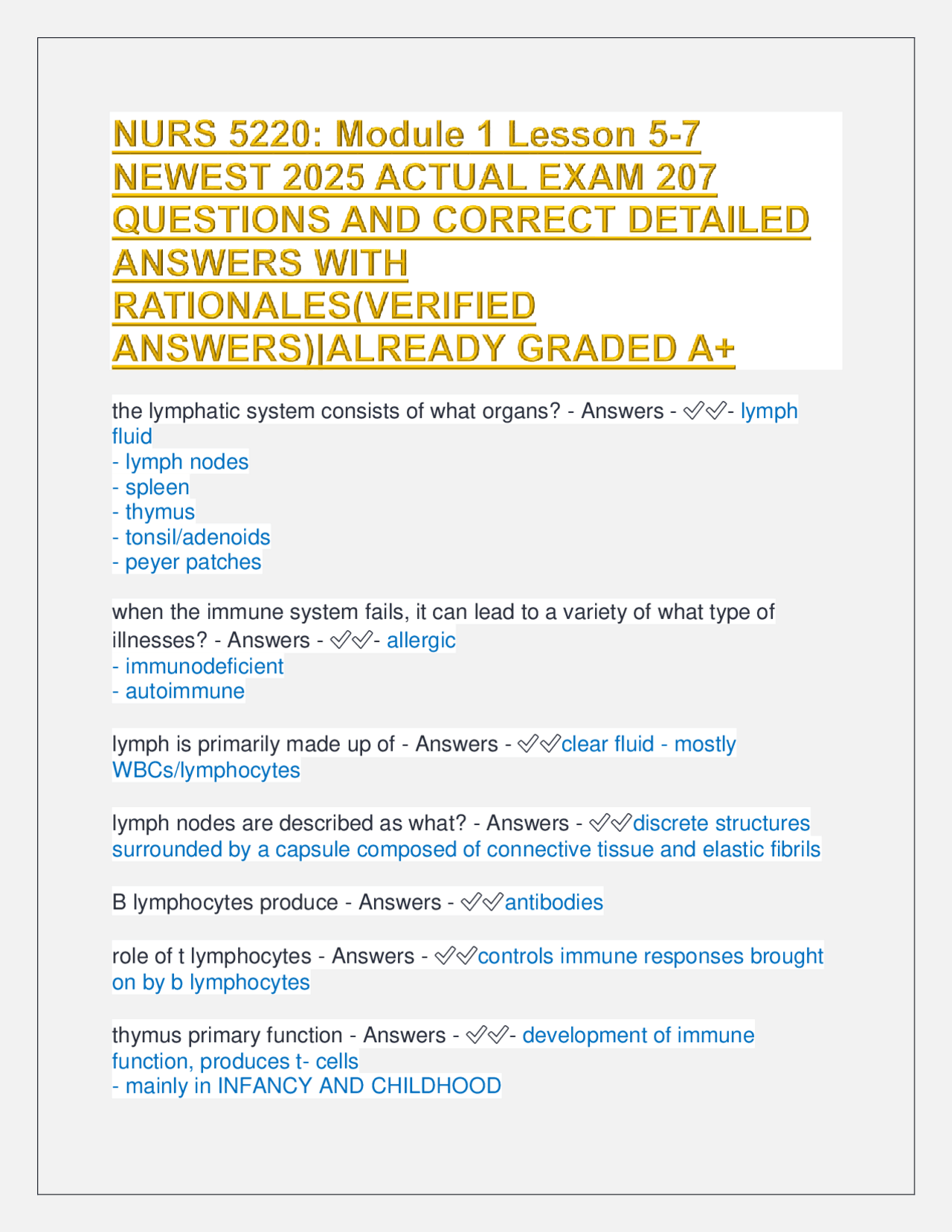 NURS 5220: Module 1 Lesson 5-7 NEWEST 2025 ACTUAL EXAM 207 QUESTIONS ...