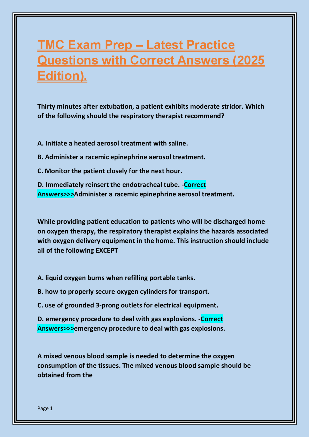 TMC Exam Prep – Latest Practice Questions with Correct Answers (2025 ...