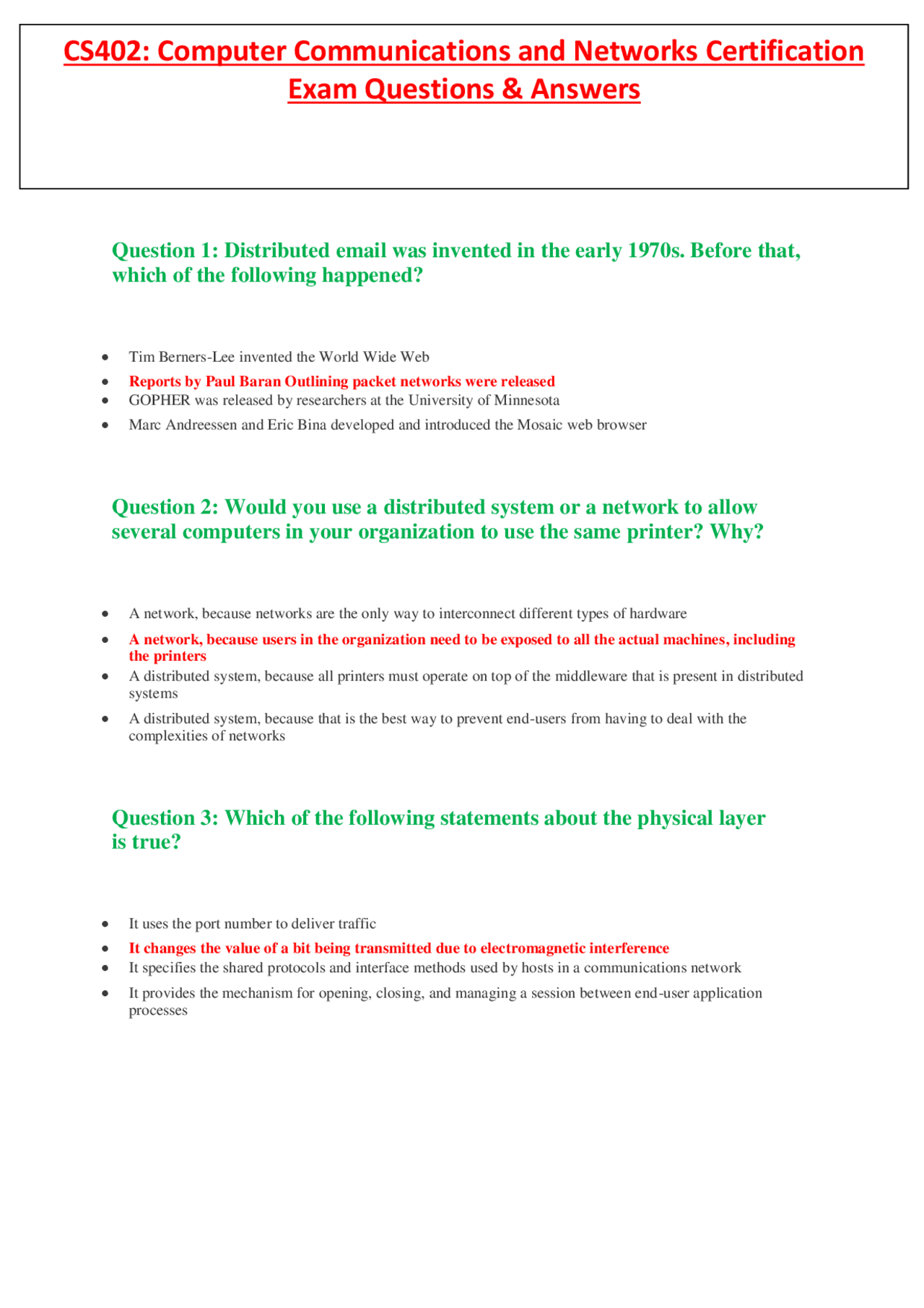 Smart Communicator Training Answers.pdf CS402: Computer Communications and Networks Certification Exam ...