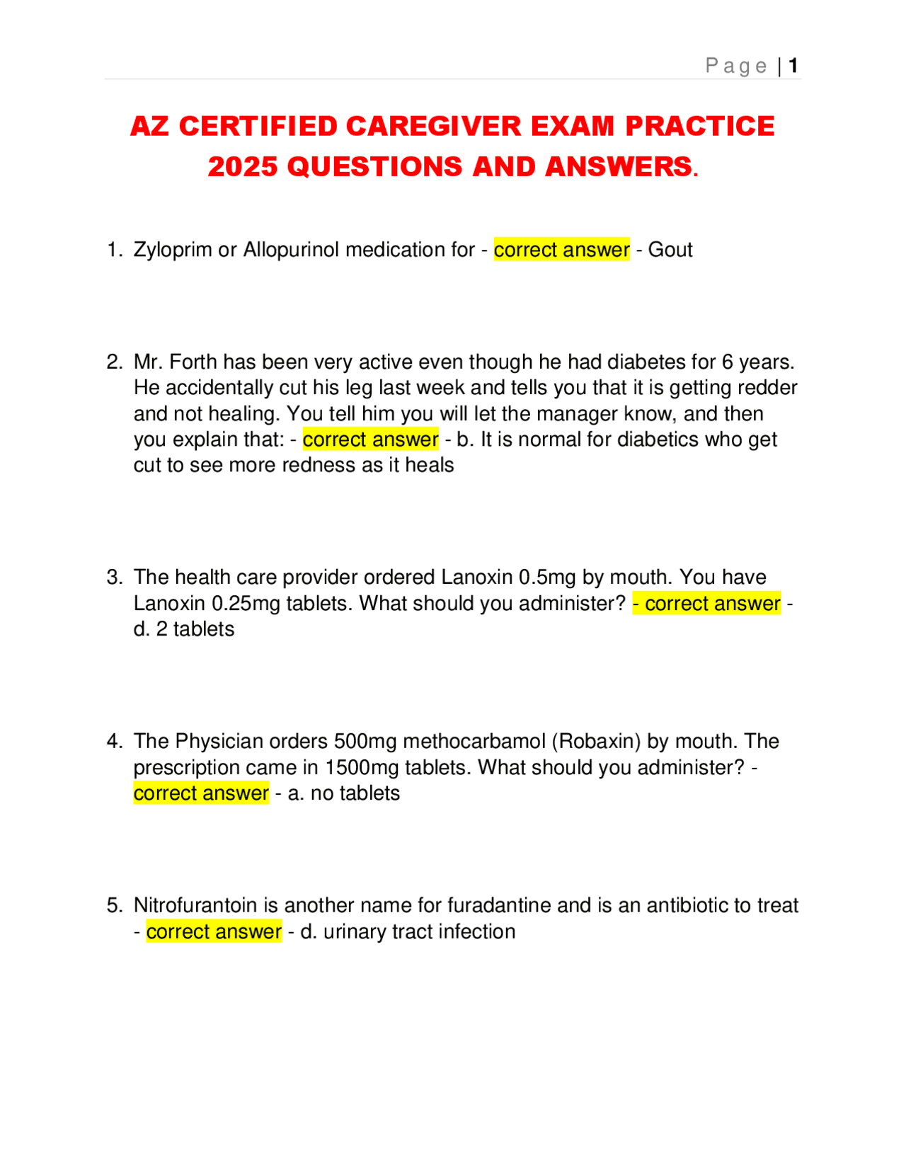 健康・医学 Answers to Everyday Questions Certified Medication Aide Practice Exam Questions and