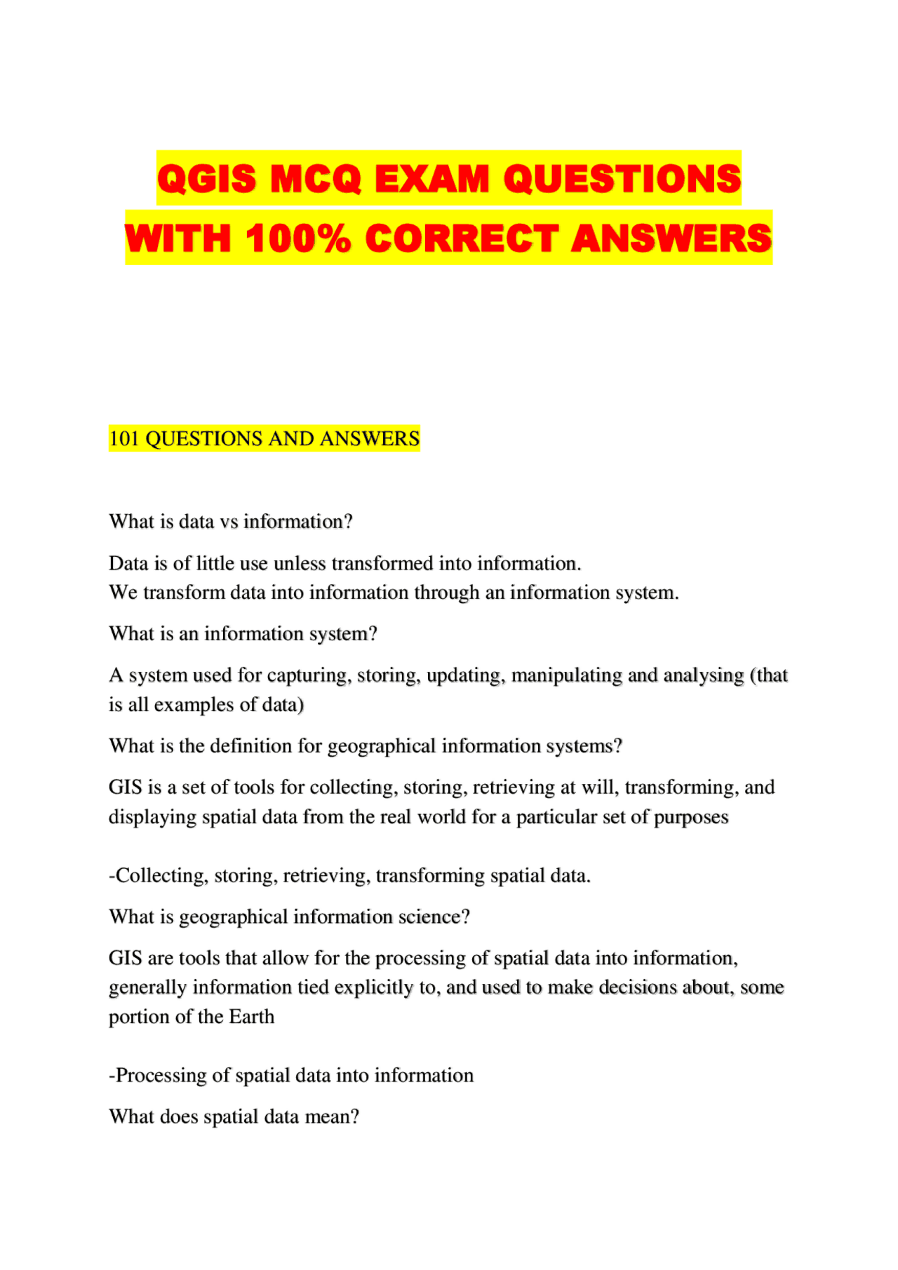 QGIS MCQ Exam Questions and Answers: A Comprehensive Guide to Spatial ...