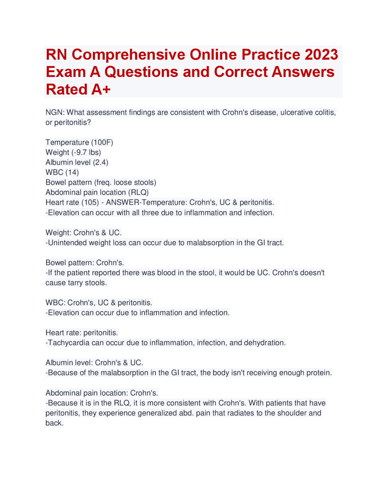 Rn Comprehensive Online Practice 2023 A
