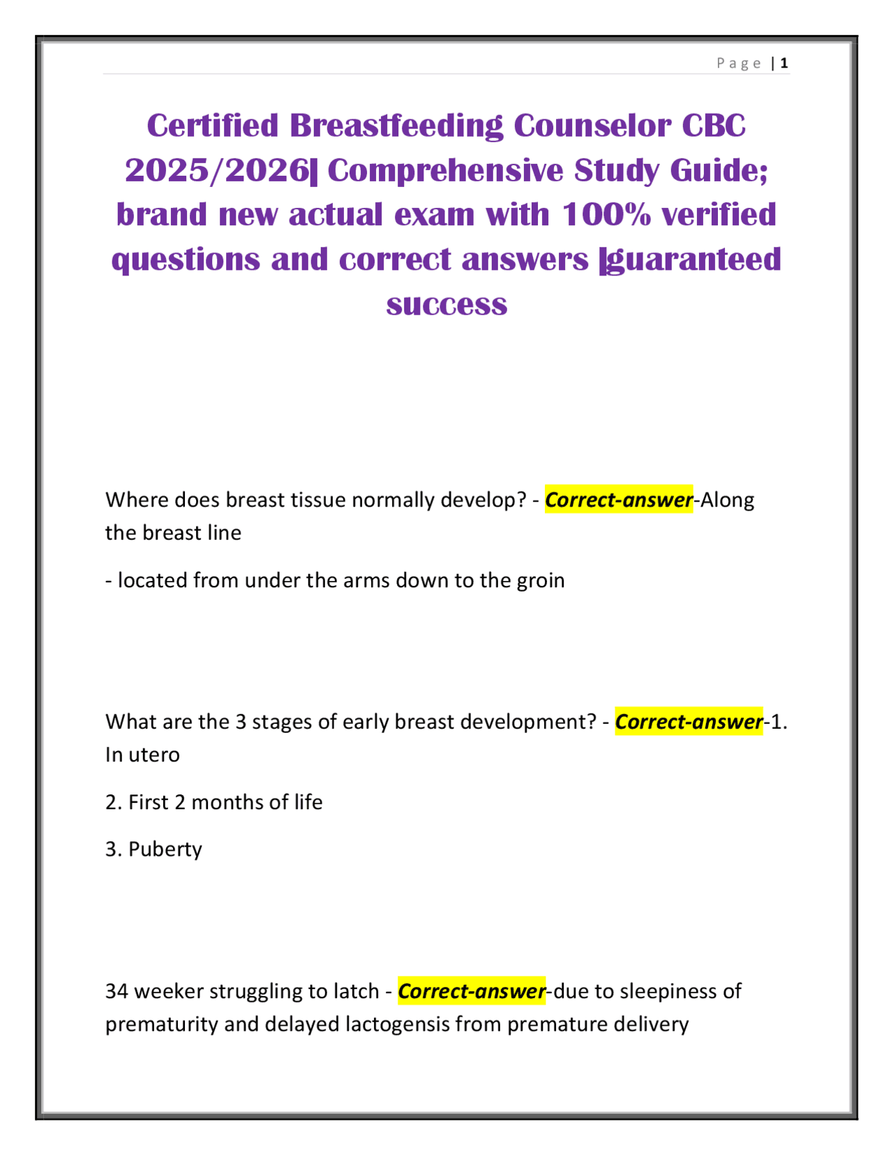 Certified Breastfeeding Counselor CBC 2025/2026| Comprehensive Study ...