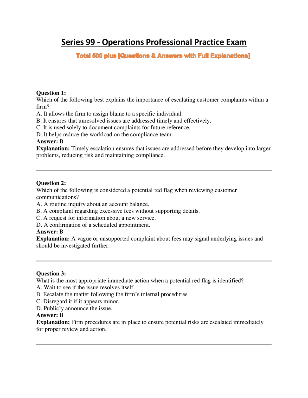 Series 99 - Operations Professional Practice Exam | Exams Technology ...