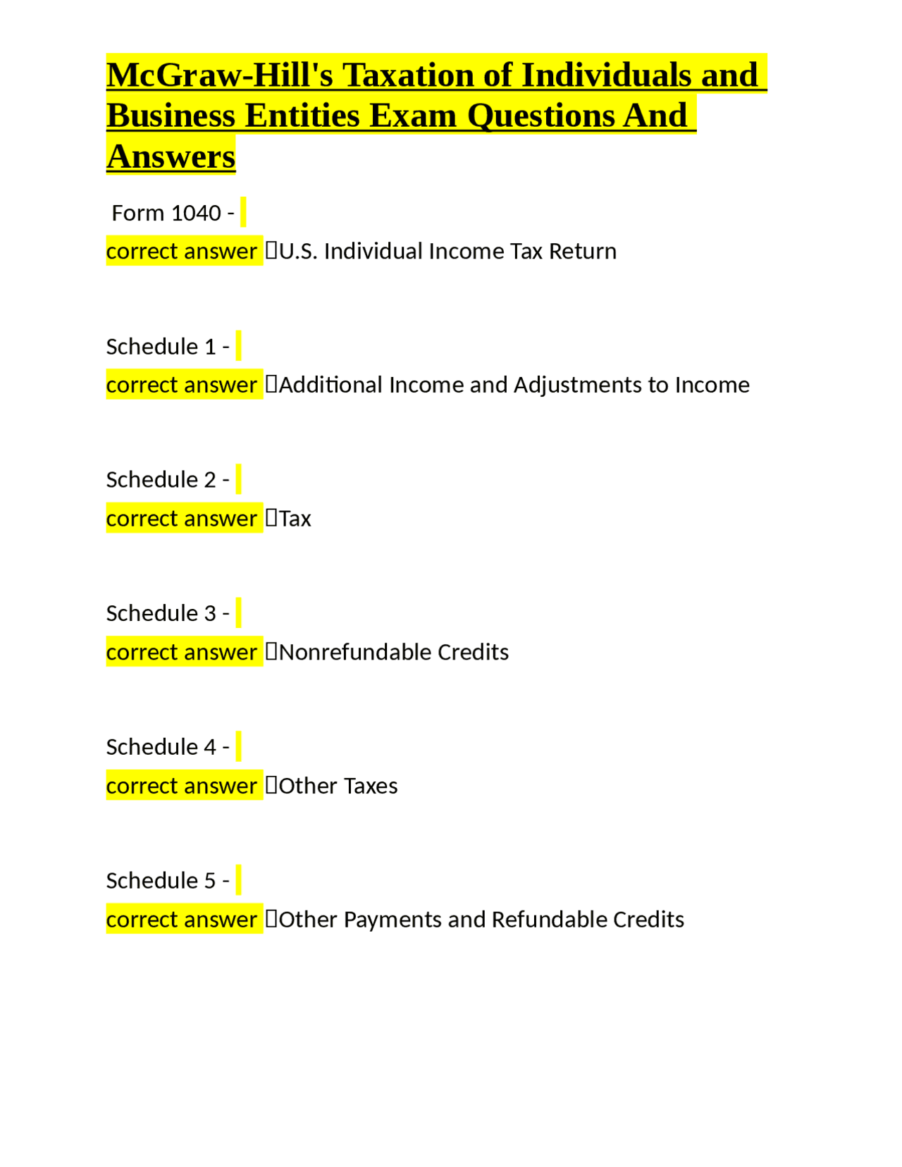 McGraw-Hill's Taxation of Individuals and Business Entities Exam ...