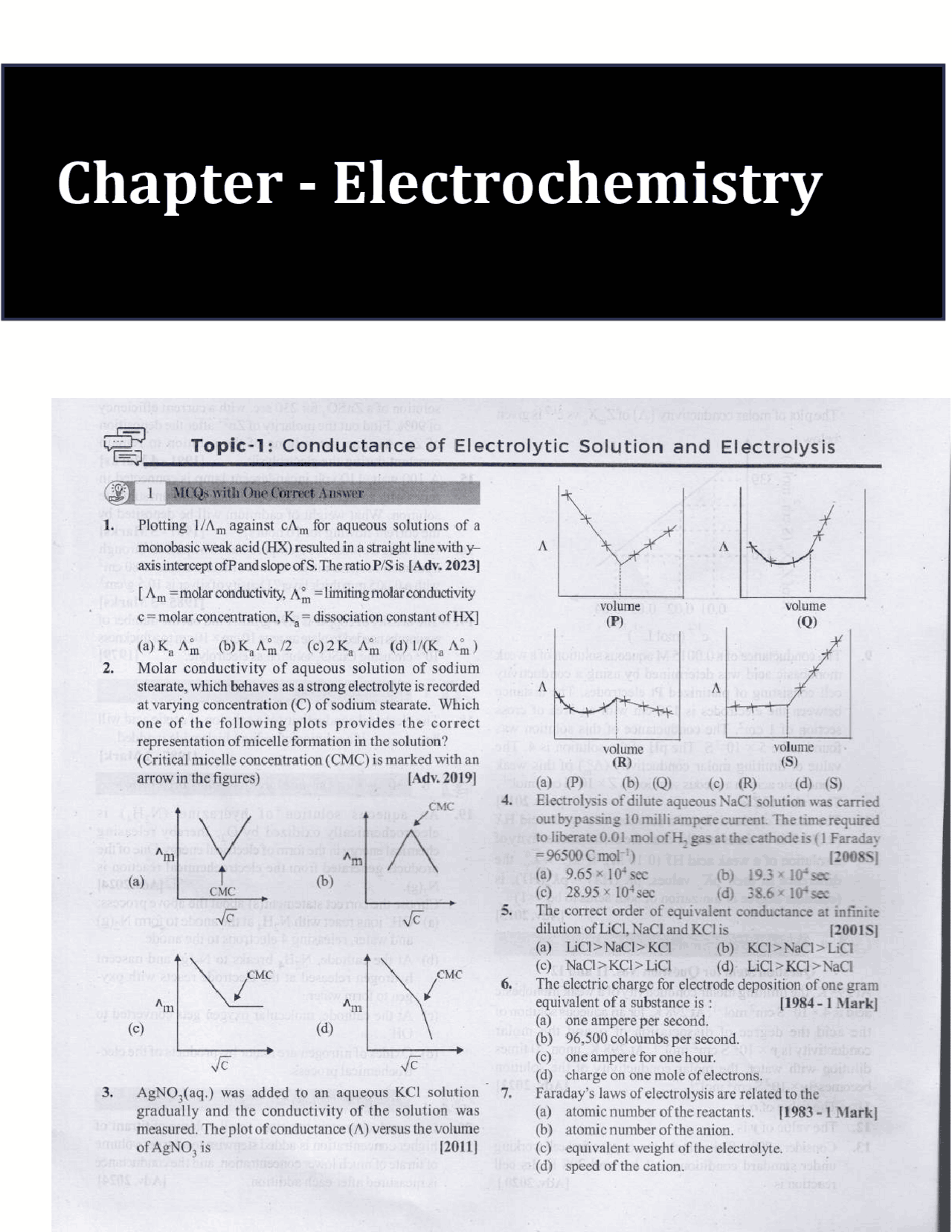 Electrochemistry and questions | Exercises Chemistry | Docsity