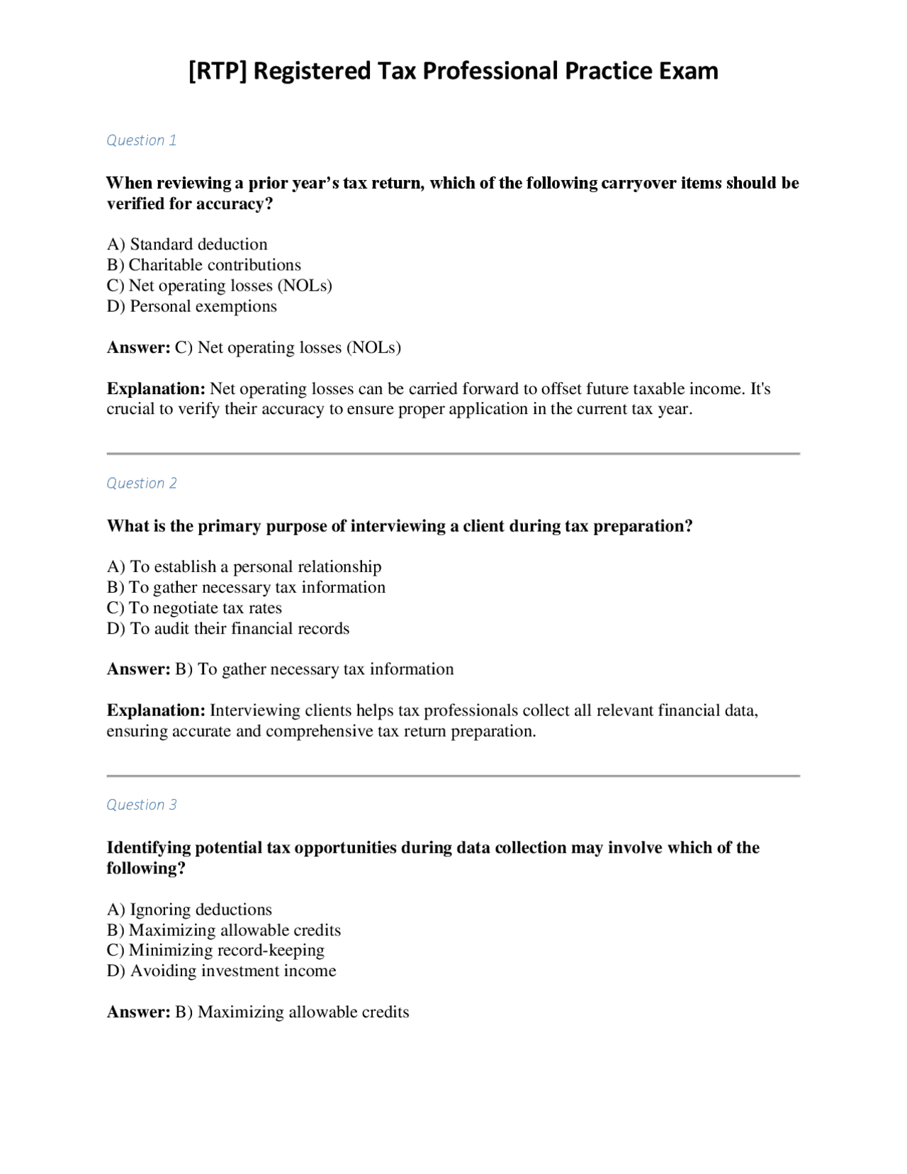 [RTP] Registered Tax Professional Practice Exam | Exams Technology ...