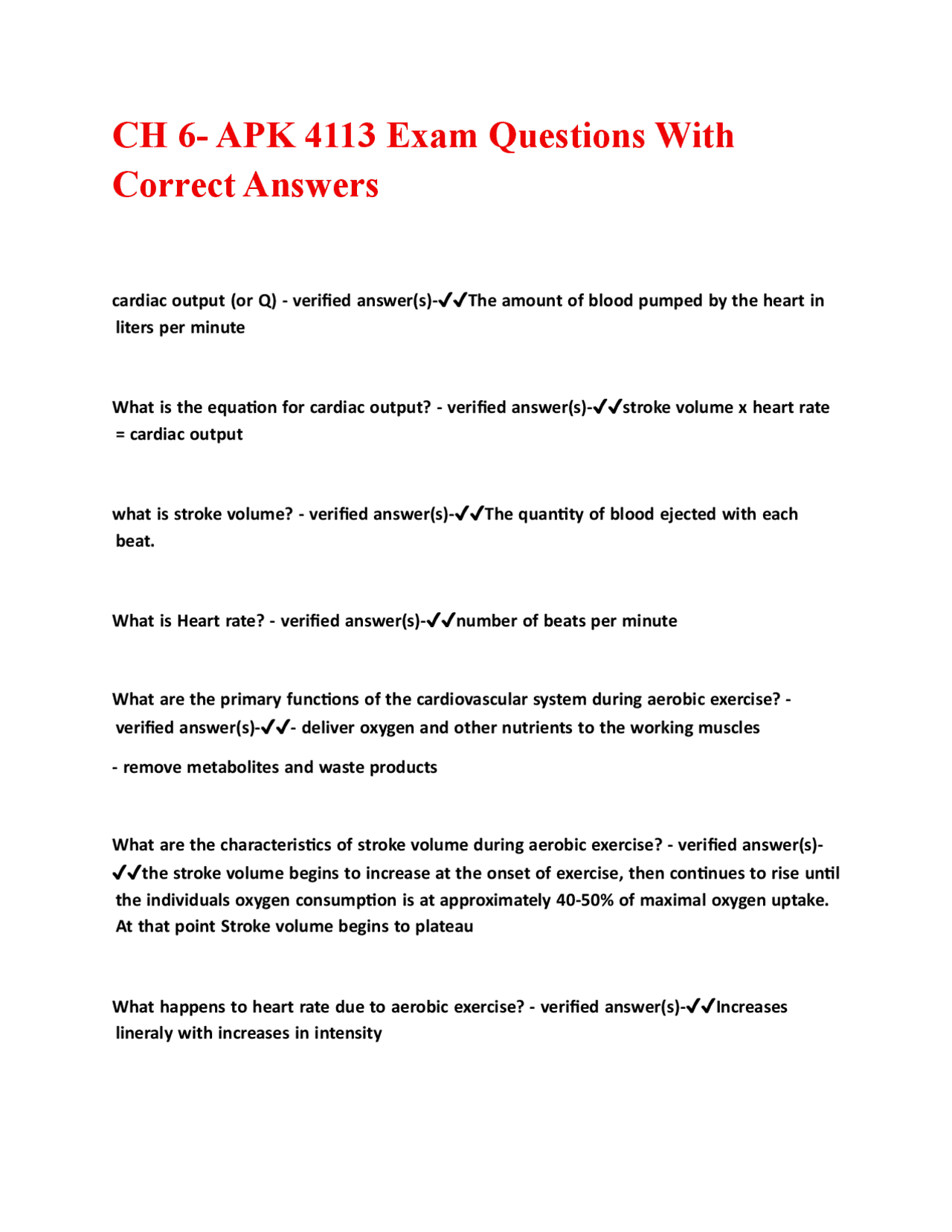 CH 6 APK 4113 Exam Questions With Correct Answers Exams Biology