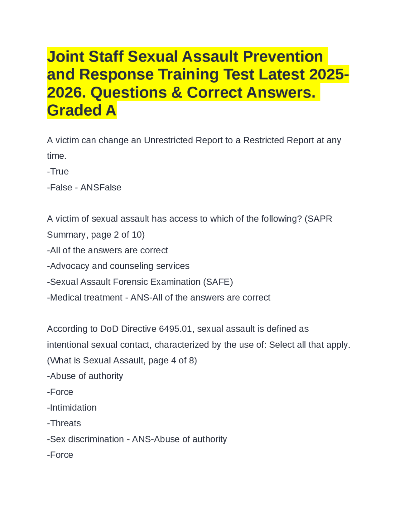JOINT STAFF SEXUAL ASSAULT PREVENTION AND RESPONSE TRAINING visual data 3