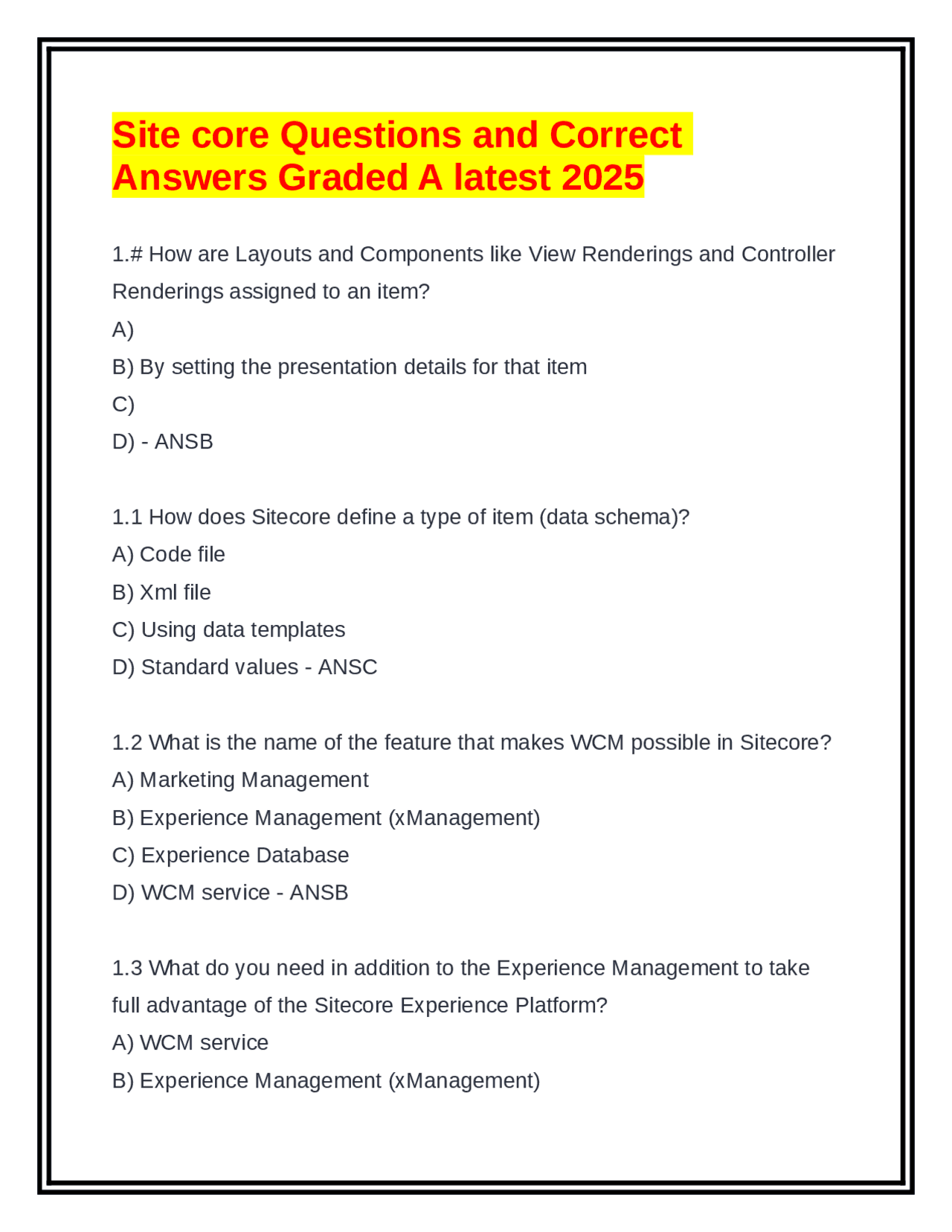 Trackcore Questions Site core Questions and Correct Answers Graded A latest 2025 | Exams ...