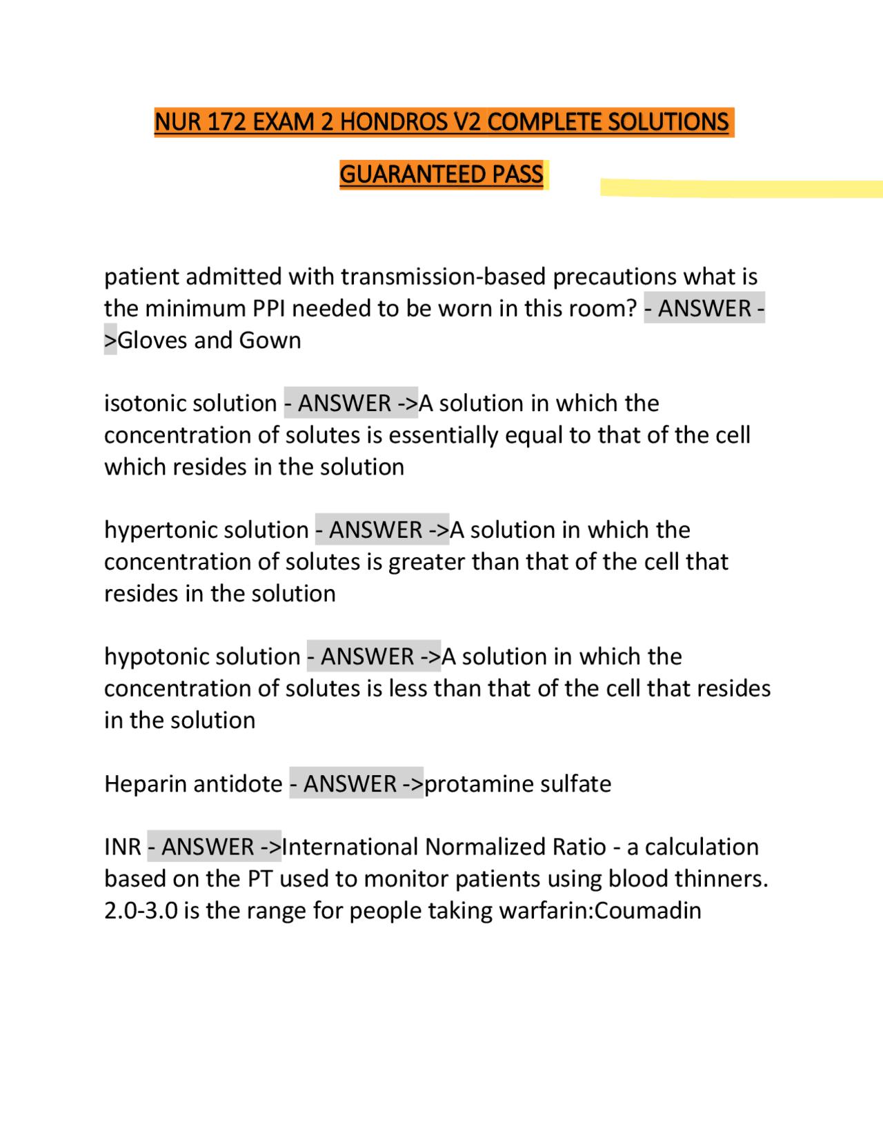 NUR 172 EXAM 2 HONDROS V2 COMPLETE SOLUTIONS GUARANTEED PASS. | Exams ...