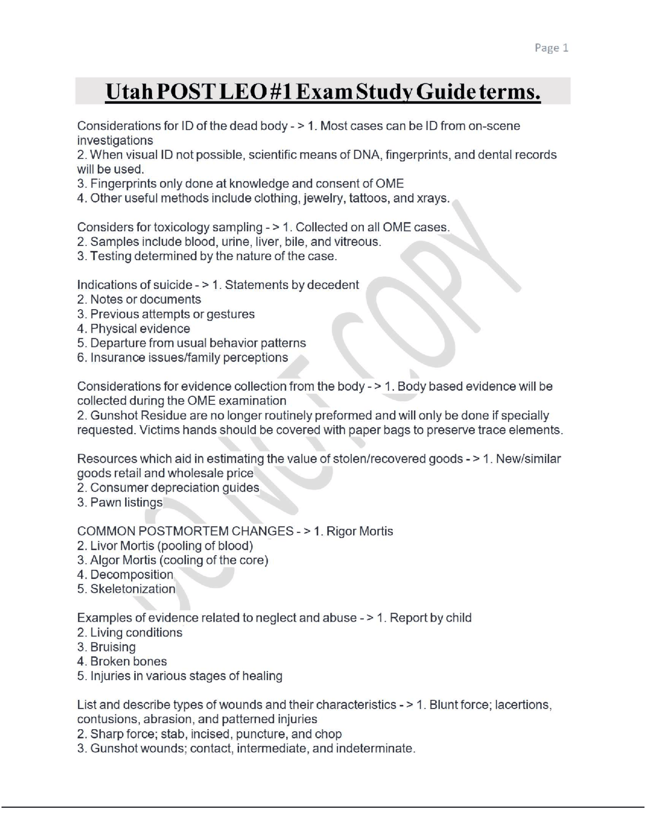 Utah POST LEO #1 Exam Study Guide terms. | Exams Law | Docsity