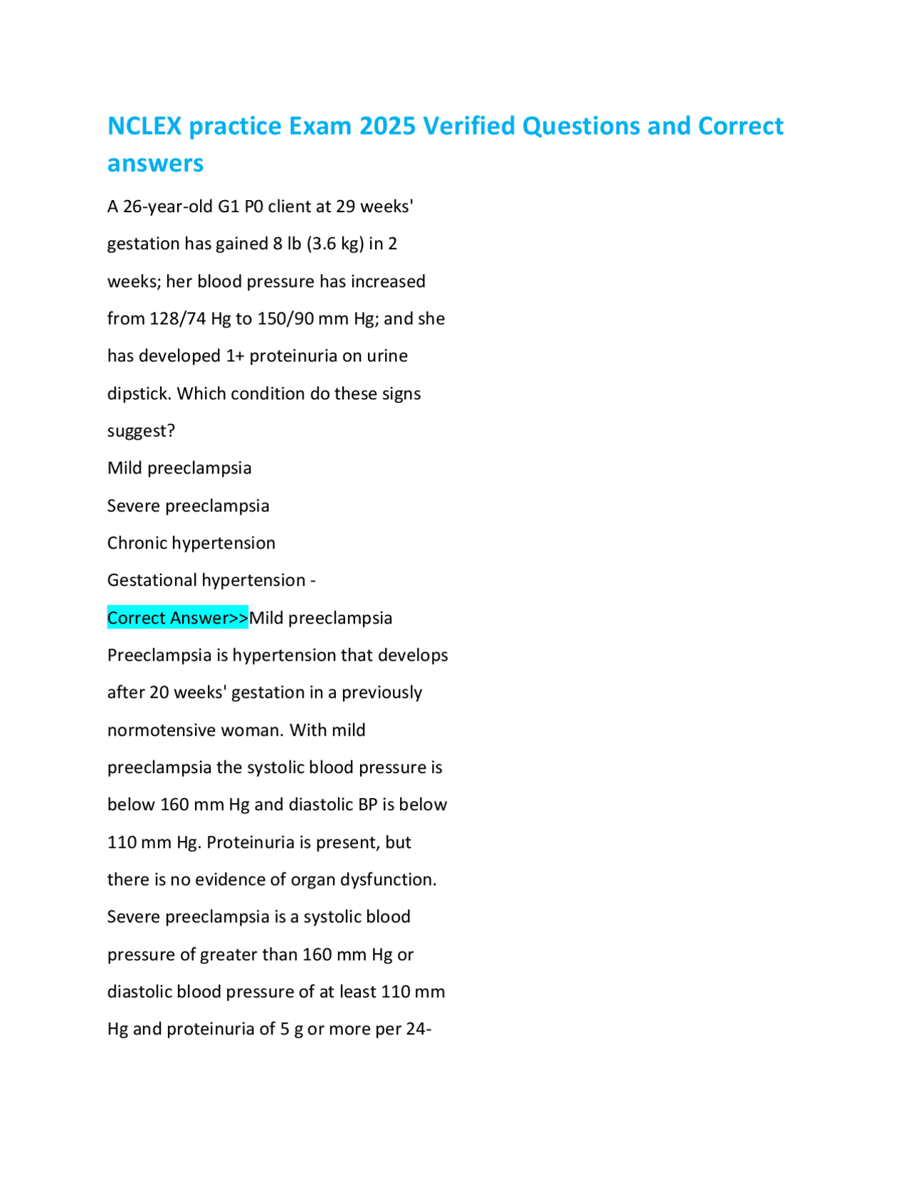 NCLEX practice Exam 2025 Verified Questions and Correct answers | Exams ...