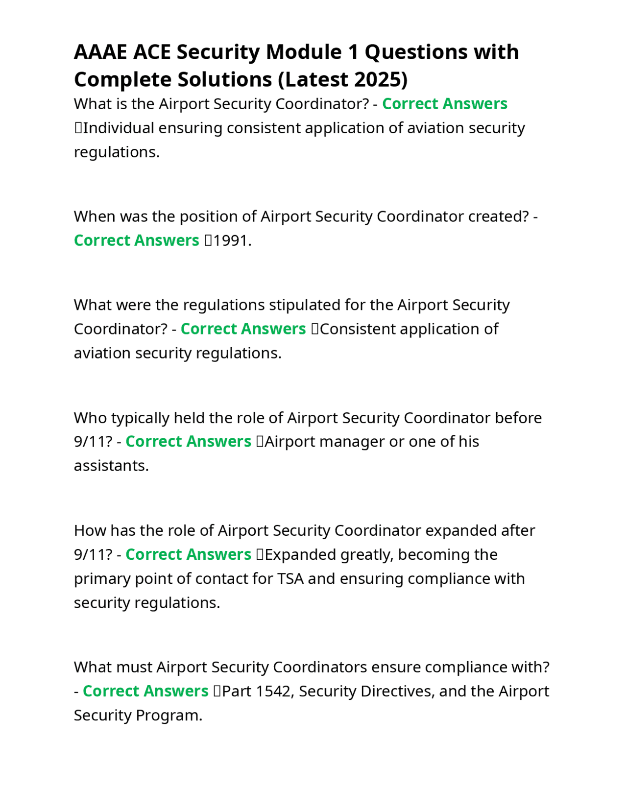 AAAE ACE Security Module 1 Questions with Complete Solutions (Latest ...