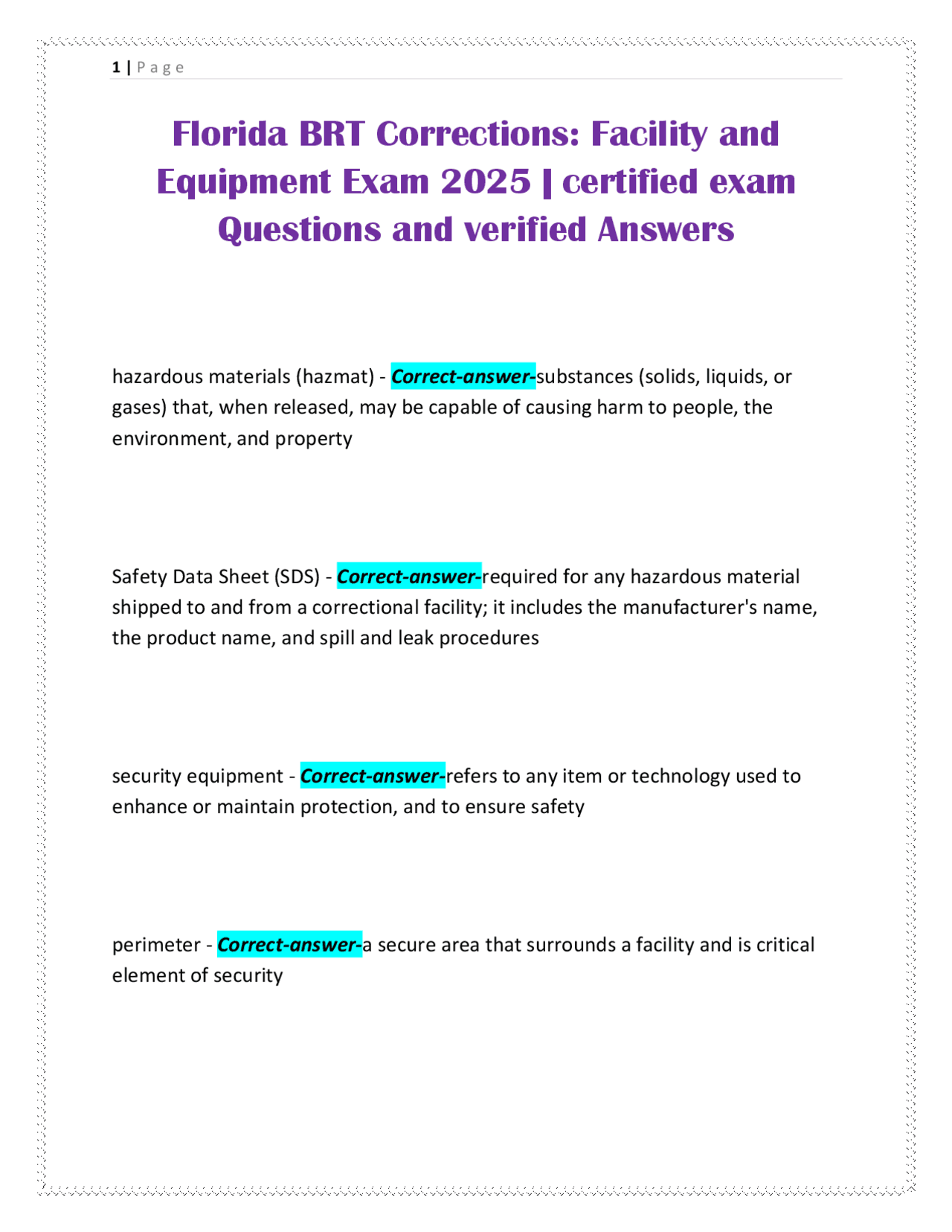 Florida Corrections: Facility and Equipment Exam Prep | Exams Advanced ...