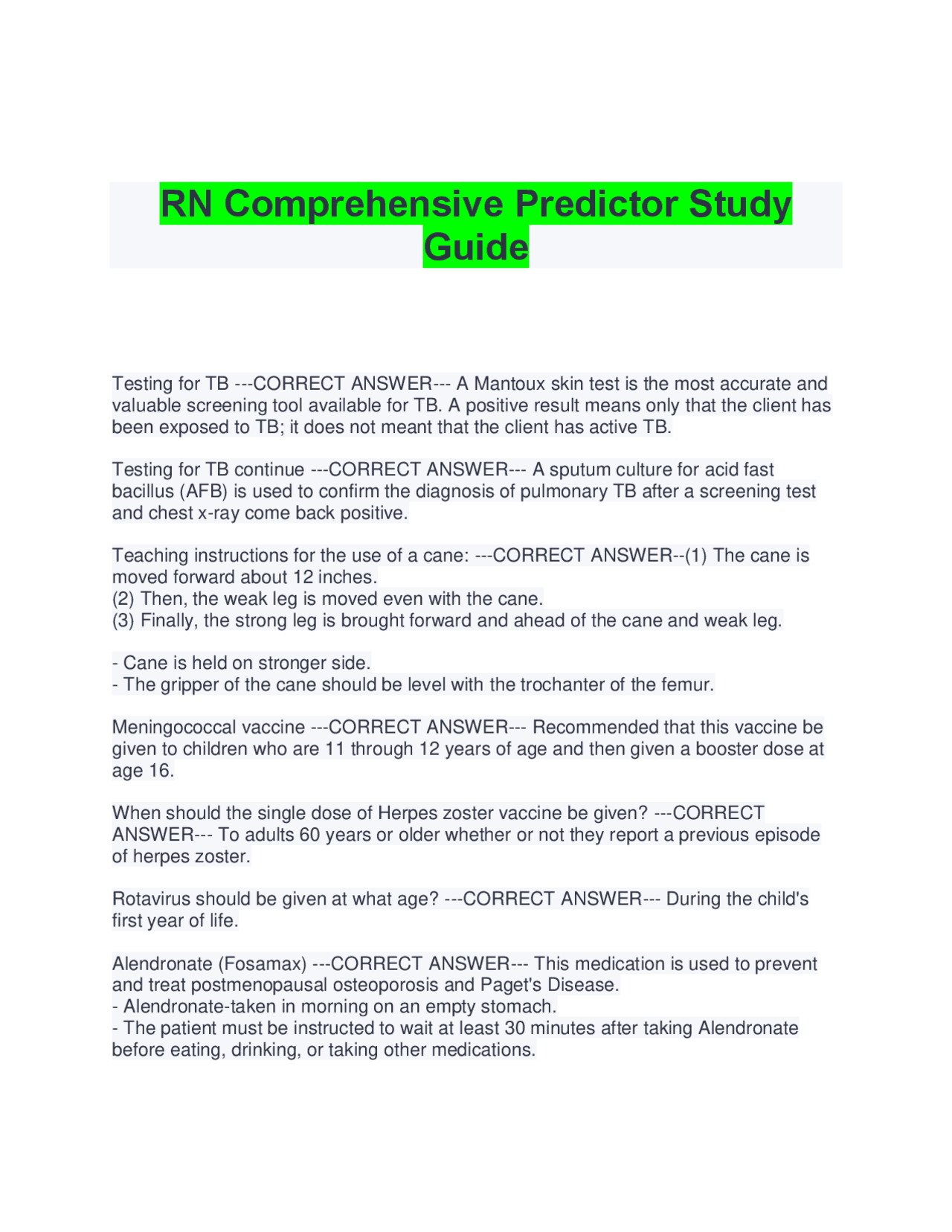 RN Comprehensive Predictor Study Guide (2024–2025) Complete Exam ...