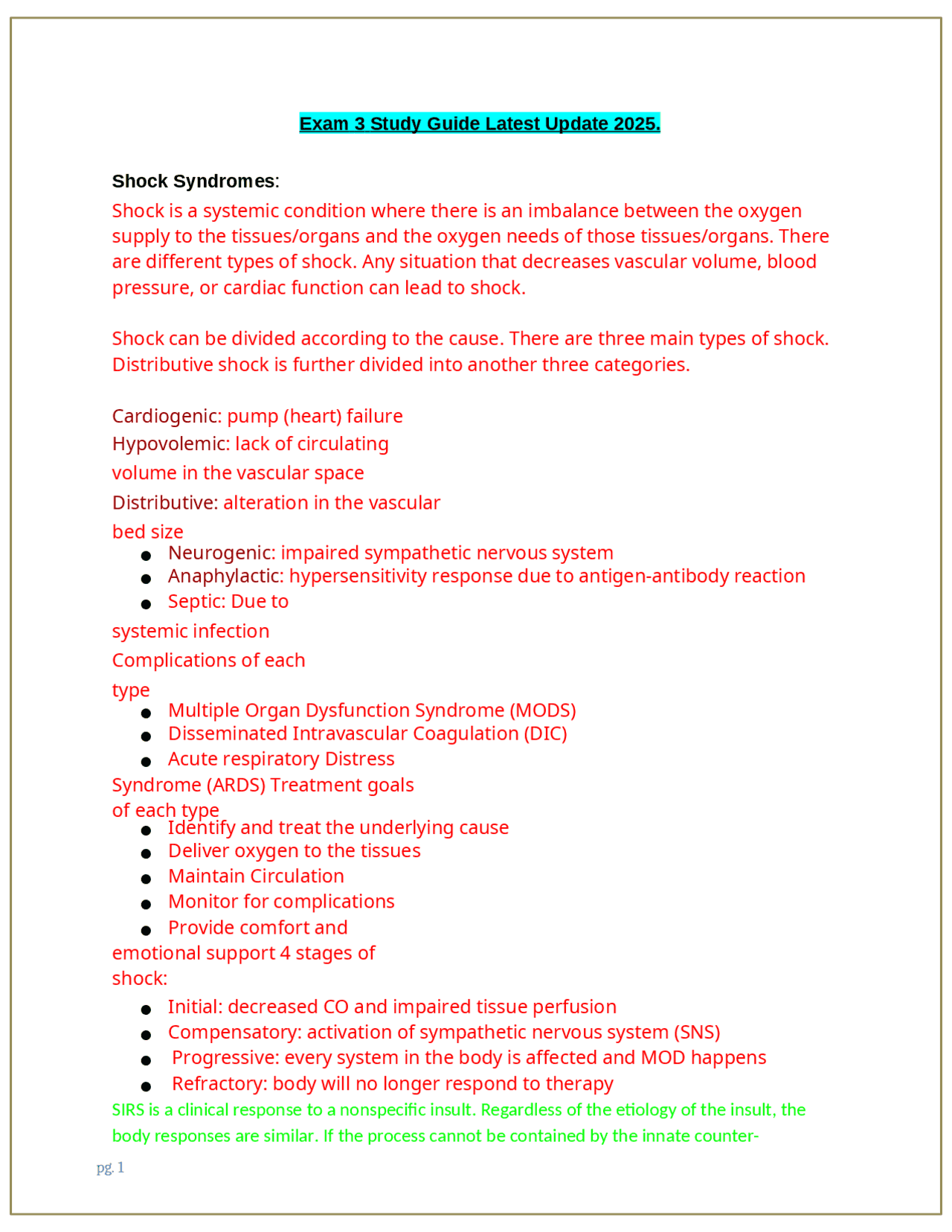 Exam 3 Study Guide Latest Update 2025. | Exams Nursing | Docsity