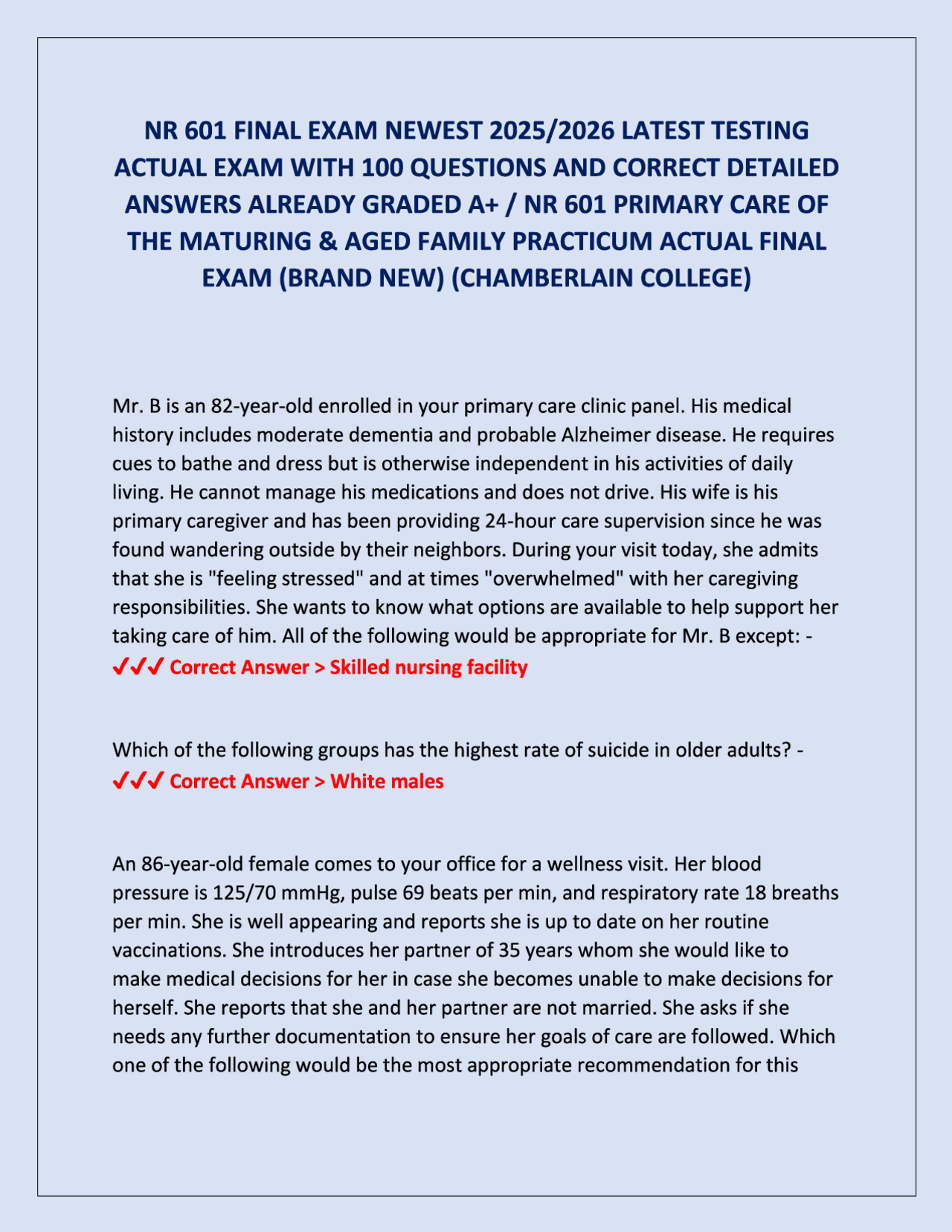 NR 601 FINAL EXAM AND PRACTICE EXAM NEWEST 2025 TEST BANK| COMPLETE 350 ...