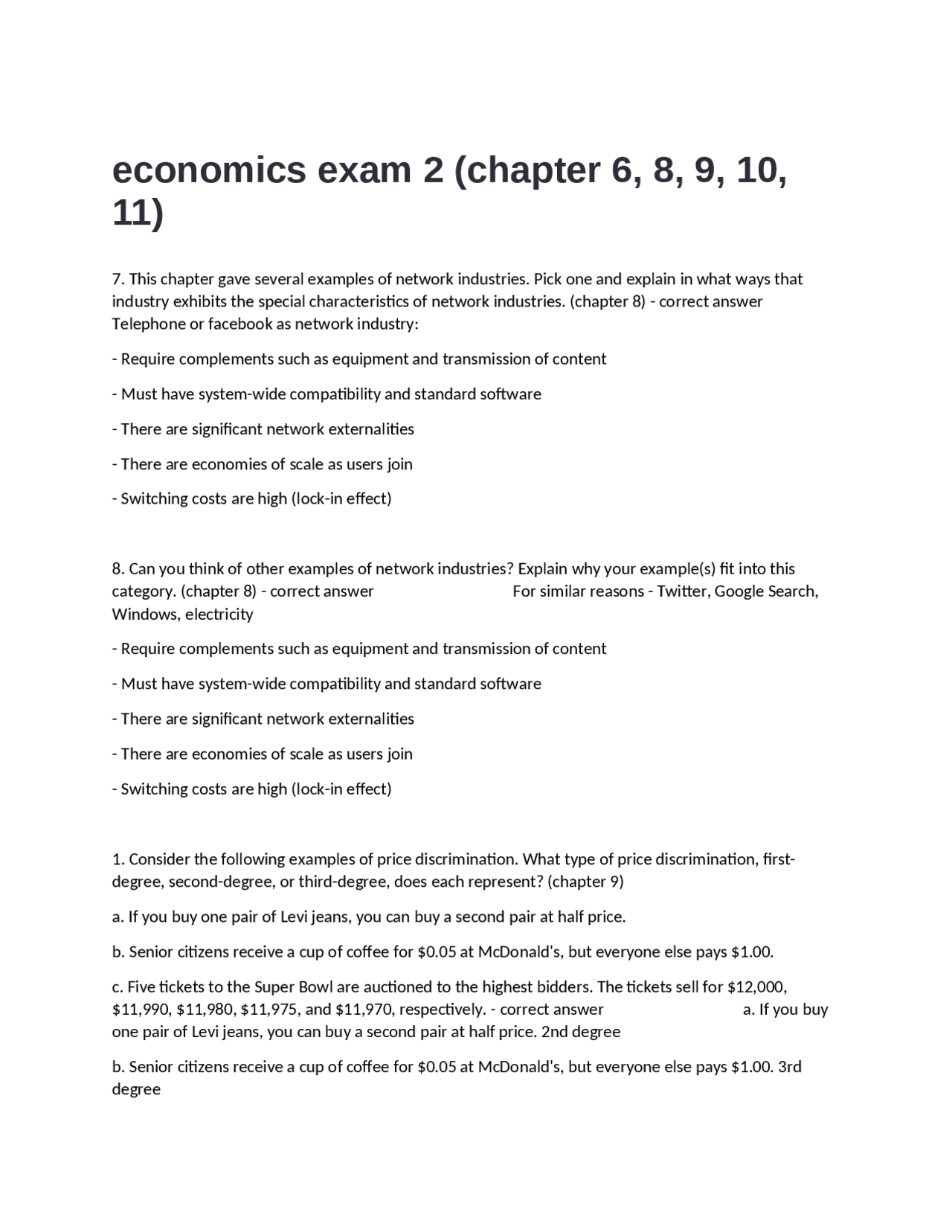 economics exam 2 questions and answers well elaborated. | Exams Nursing ...