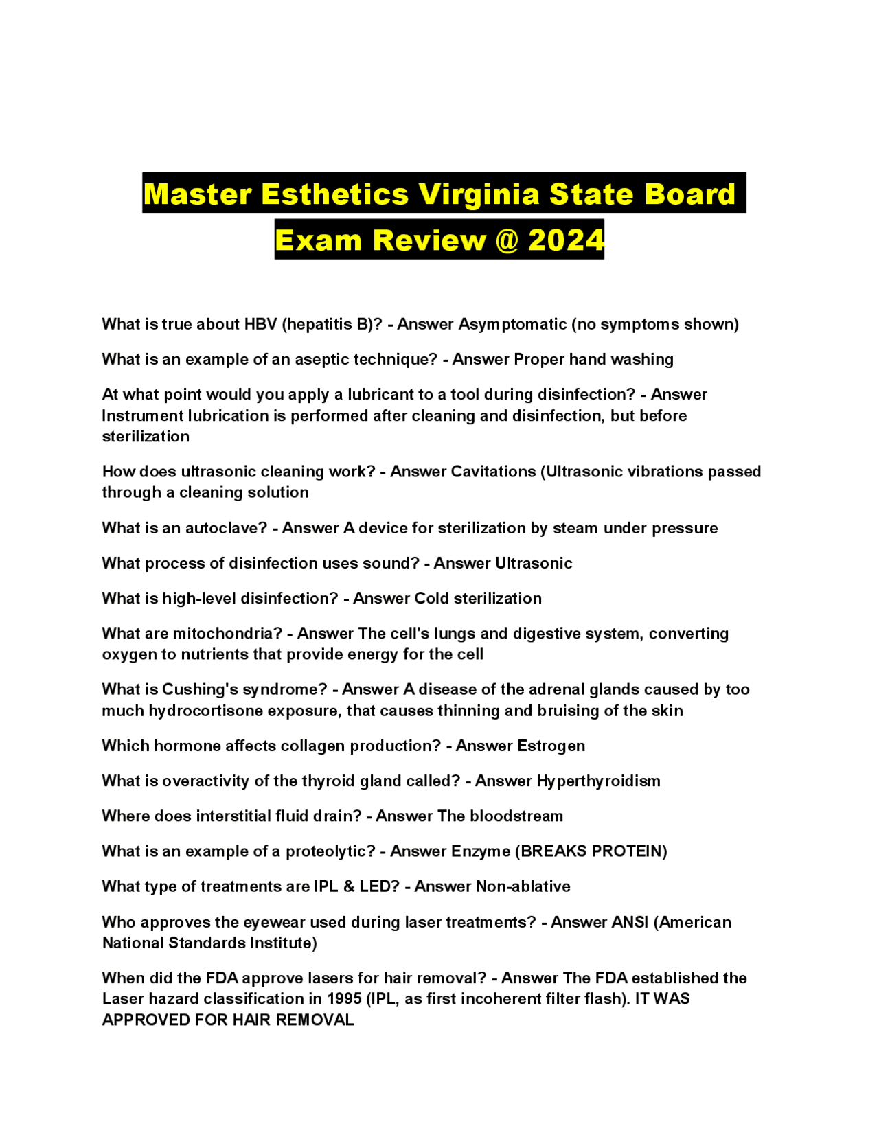 Master Esthetics Exam Prep: Virginia State Board Review | Exams ...