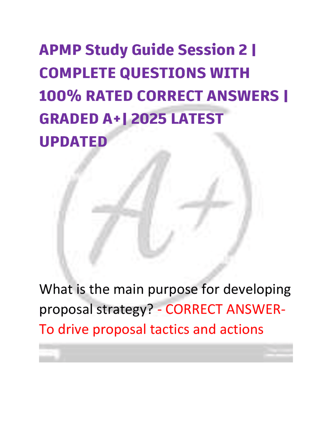 APMP Study Guide Session 2 | COMPLETE QUESTIONS WITH 100% RATED CORRECT ...