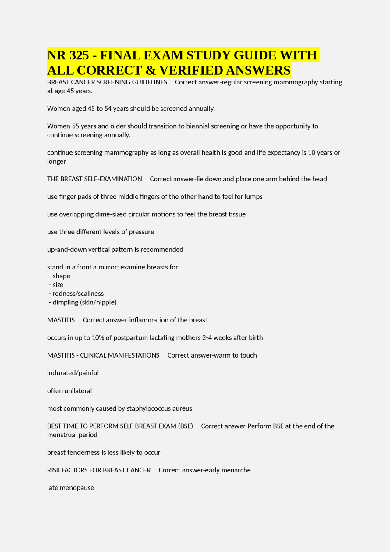 NR 325 - FINAL EXAM STUDY GUIDE WITH ALL CORRECT & VERIFIED ANSWERS ...
