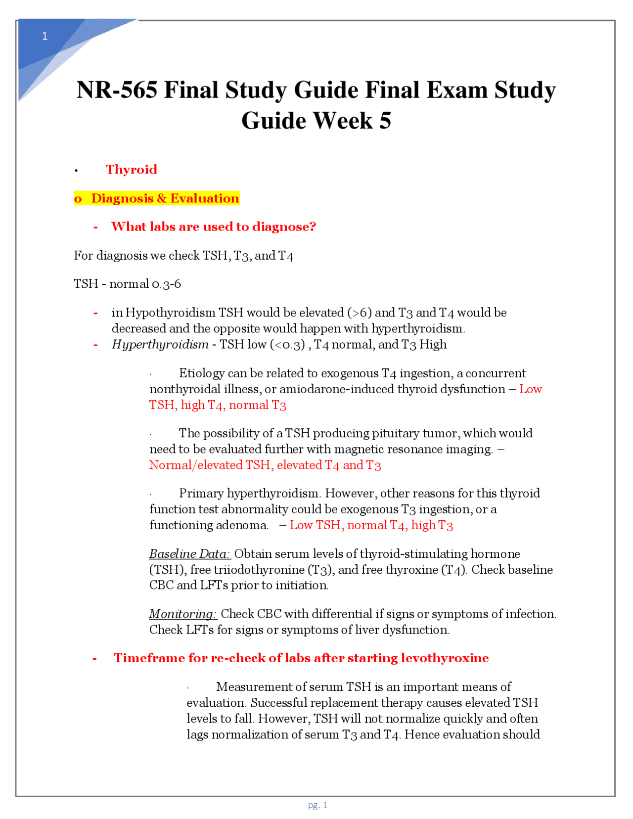 NR-565 Final Study Guide Final Exam Study Guide Week 5 | Exams Nursing ...