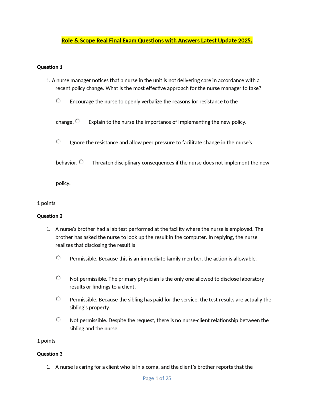 Role & Scope Real Final Exam Questions with Answers Latest Update 2025 ...