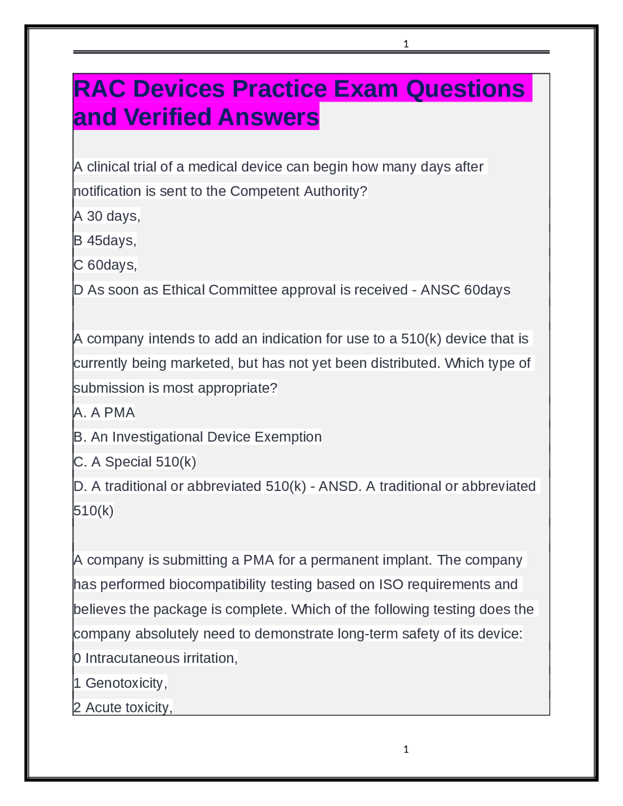 RAC Devices Practice Exam: Questions and Verified Answers | Exams ...