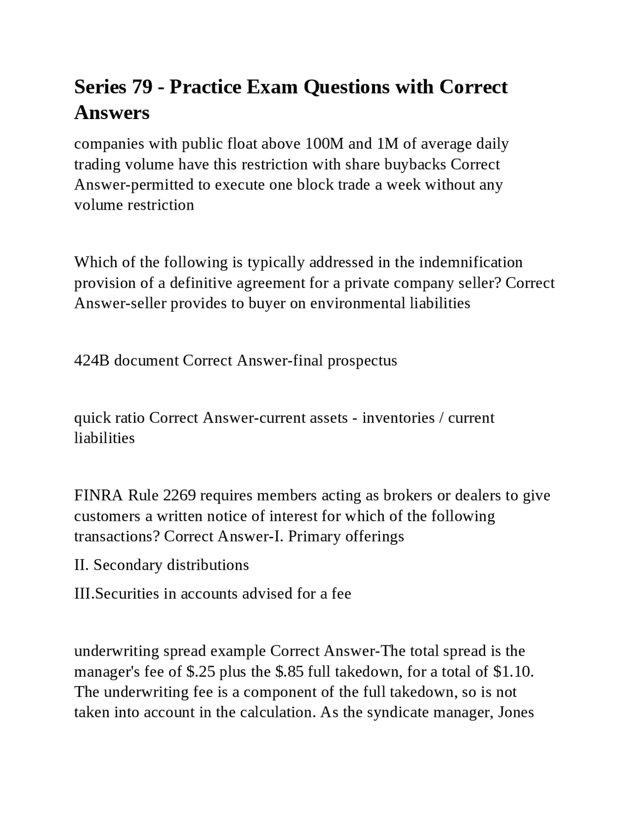 Series 79 Practice Questions