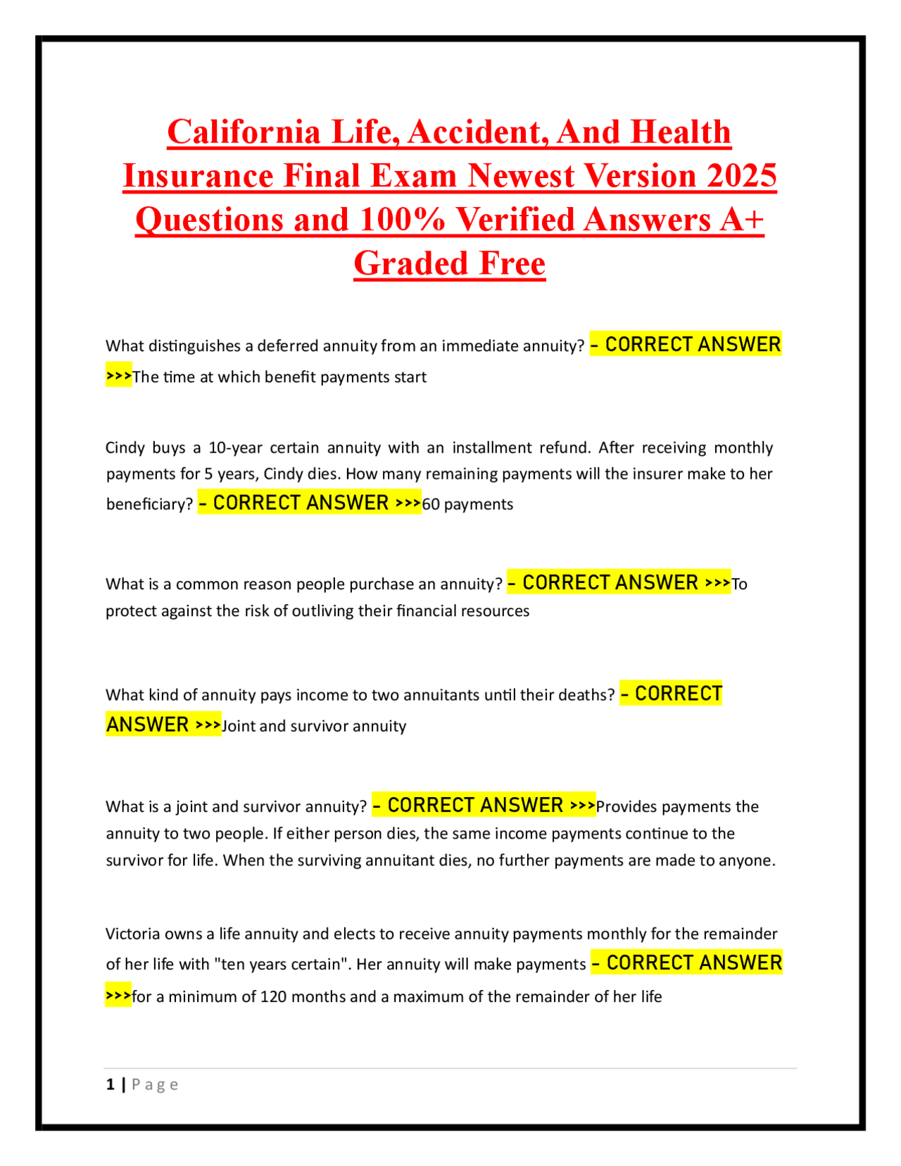 California Life, Accident, and Health Insurance Exam Prep: Q&amp;A Guide ...