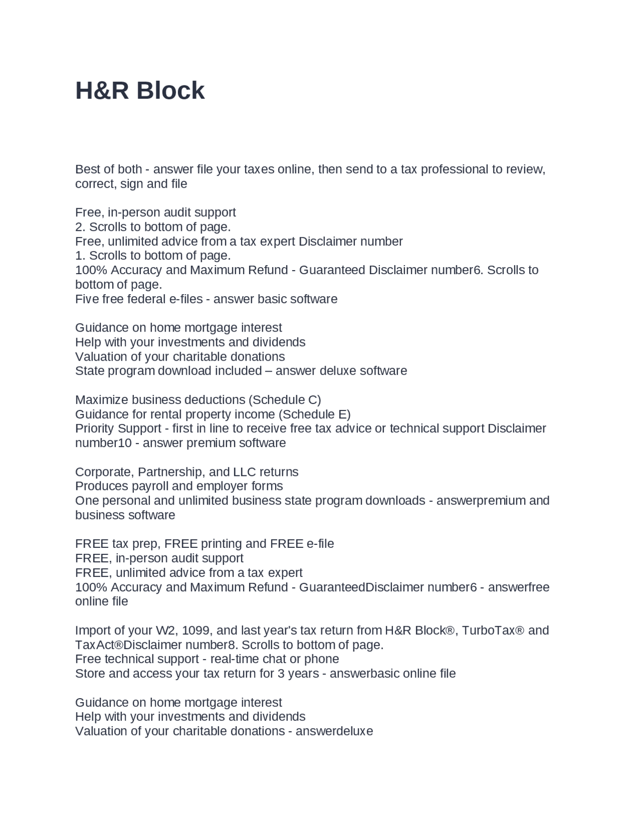 H&R Block Tax Preparation Services: Online Filing, Expert Review ...