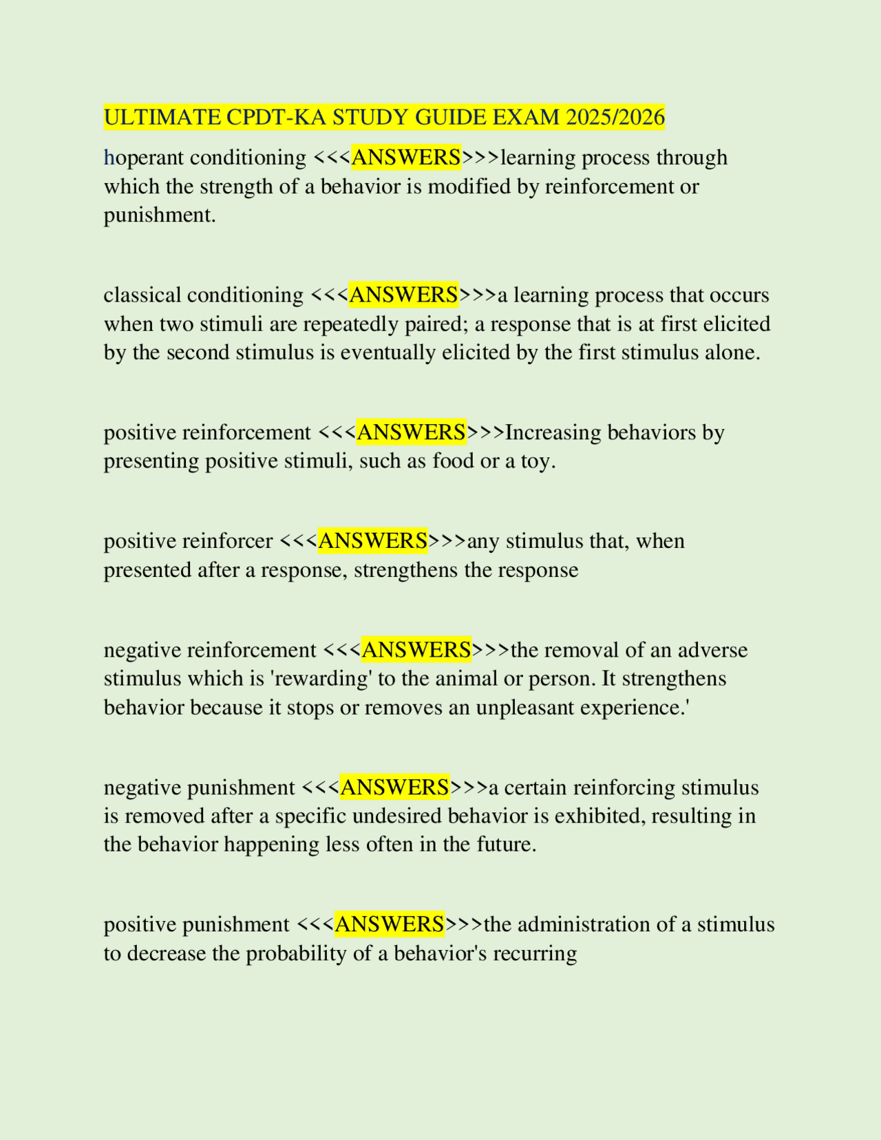 CPDT-KA Exam Study Guide: Animal Behavior and Training | Exams Advanced ...