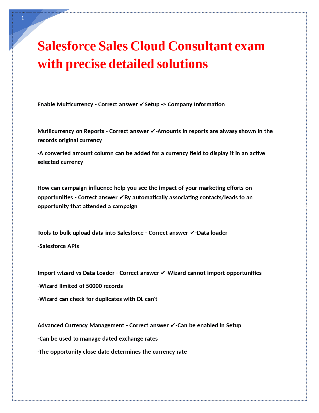 Salesforce Sales Cloud Consultant exam (140 questions) with precise ...