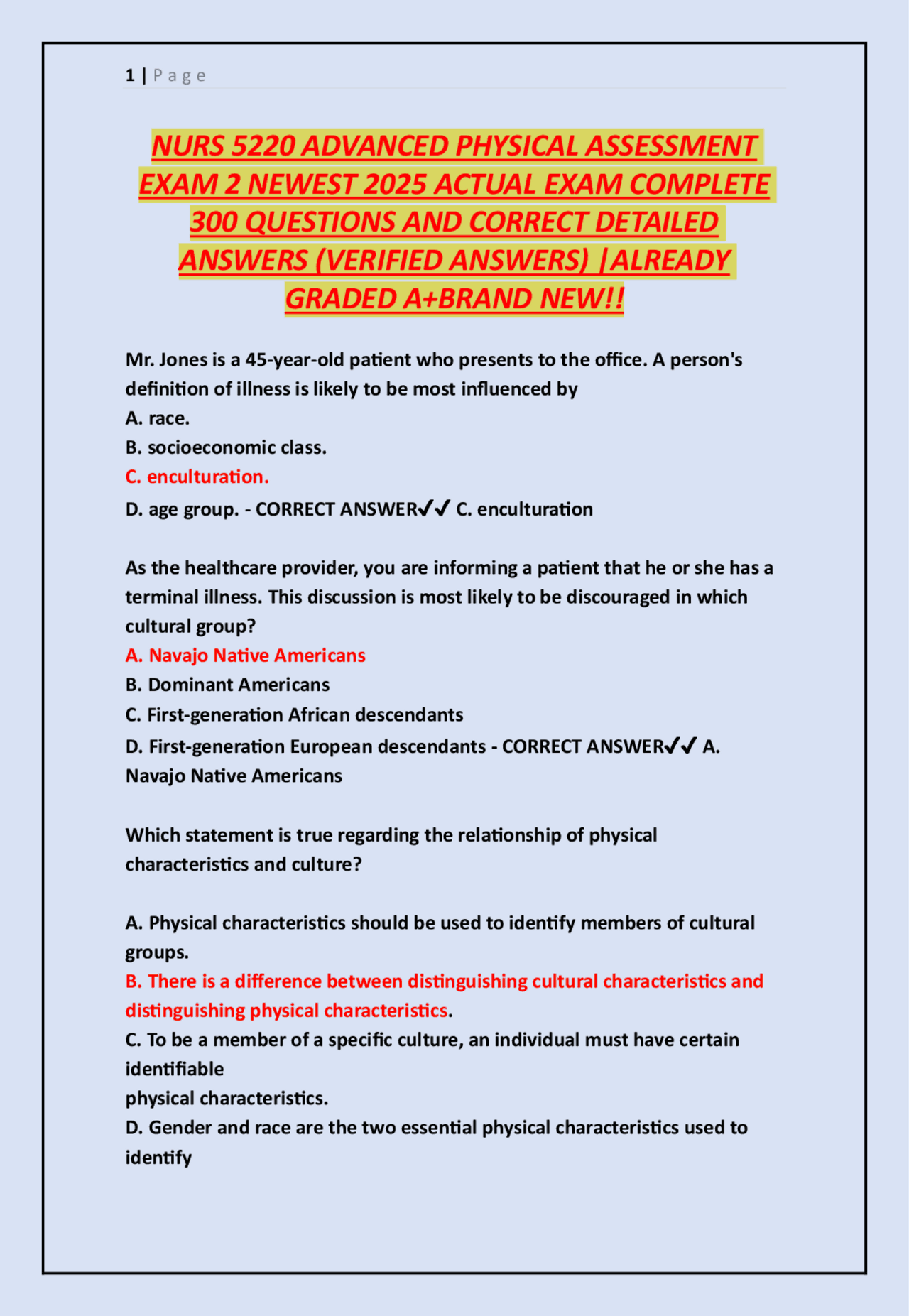NURS 5220 ADVANCED PHYSICAL ASSESSMENT EXAM 2 NEWEST 2025 ACTUAL EXAM ...