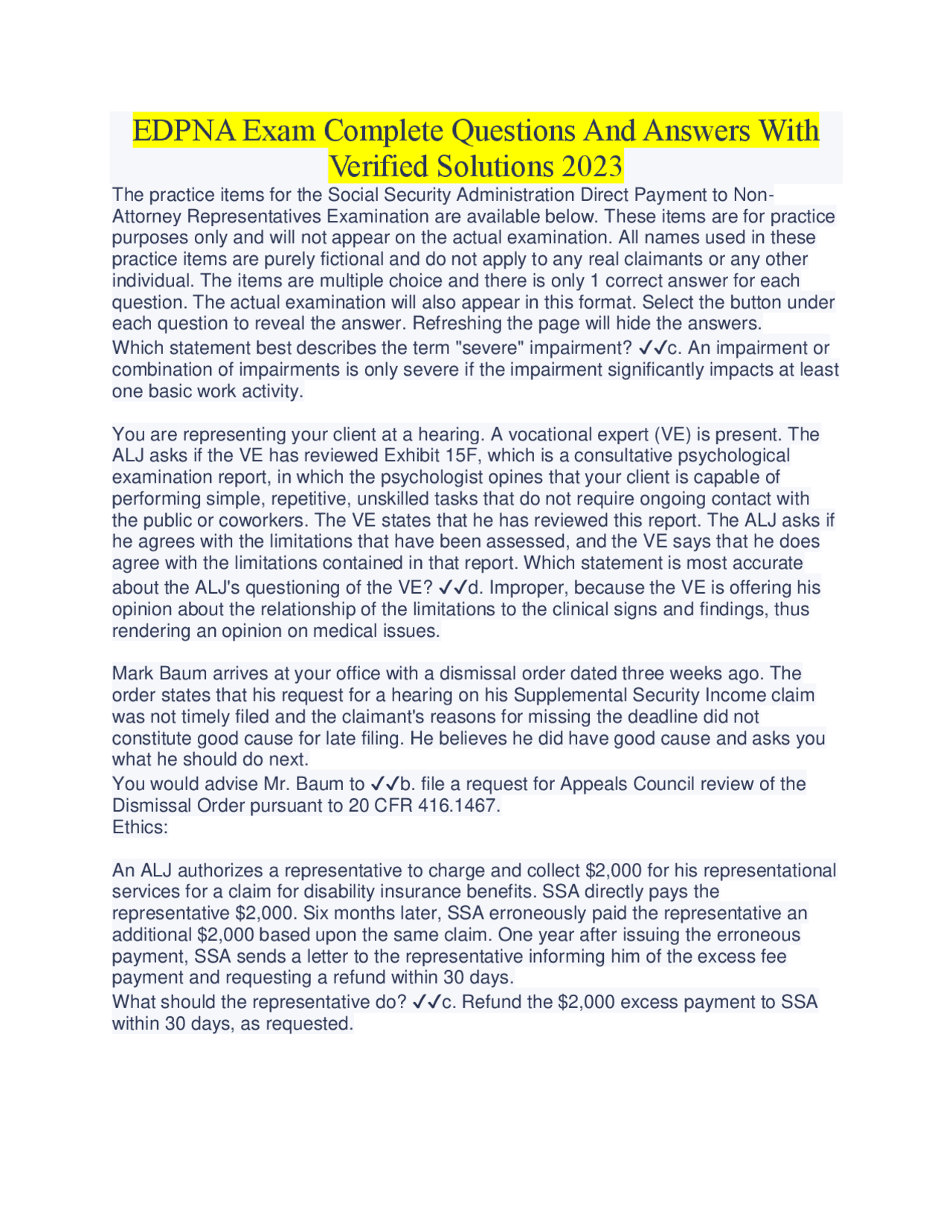 Sample Answers For Daily Routine Questions On Ssi Form.pdf Social Security Disability Insurance: Practice Questions and Answers ...