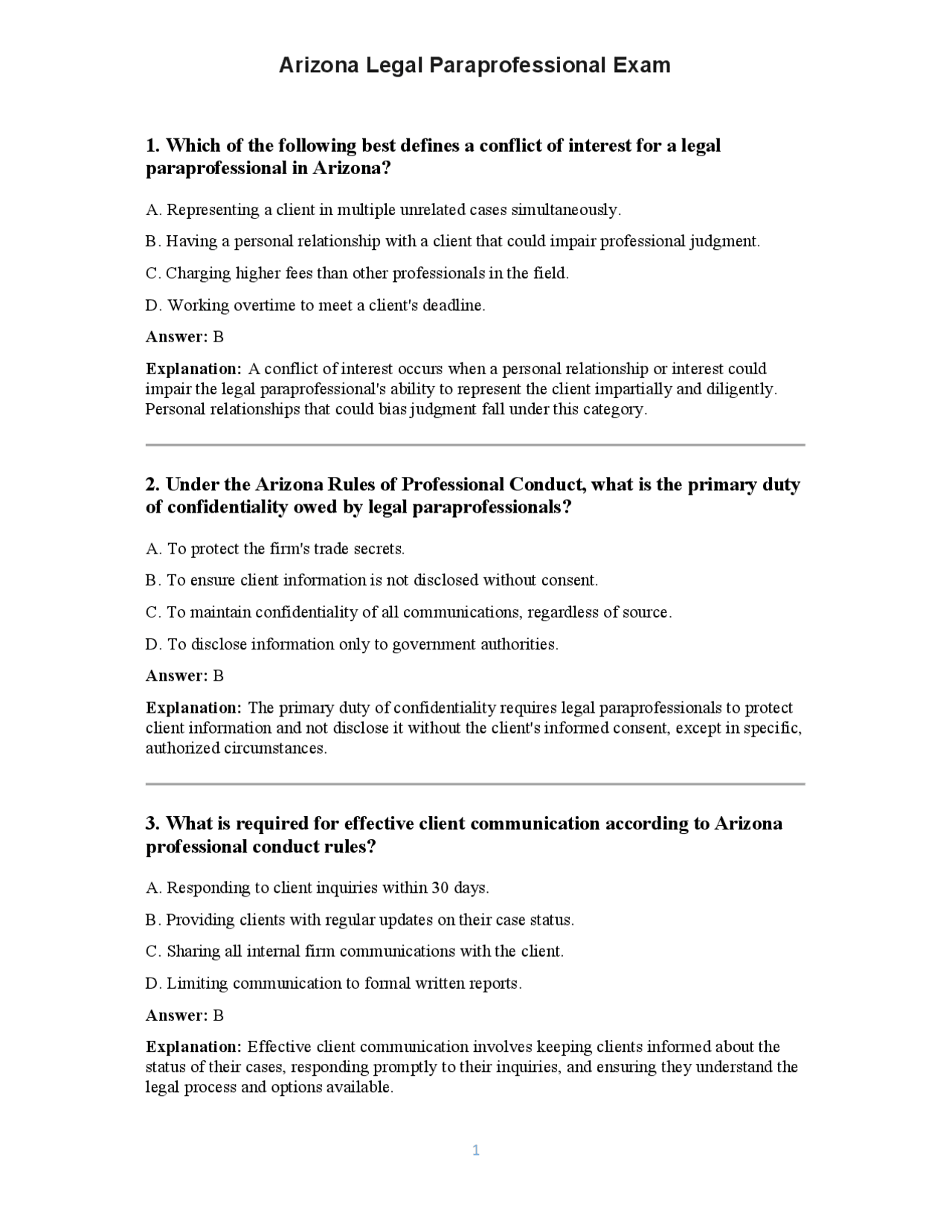 Arizona Legal Paraprofessional Exam | Exams Technology | Docsity