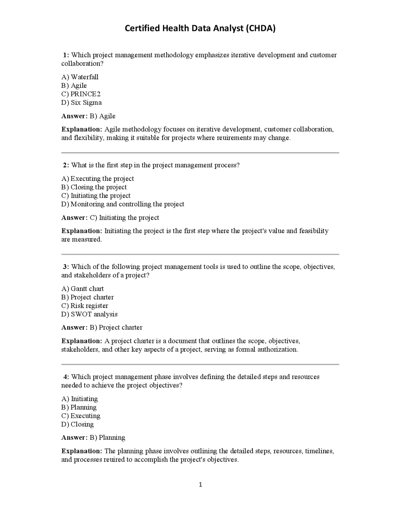 Certified Health Data Analyst (CHDA) | Exams Technology | Docsity