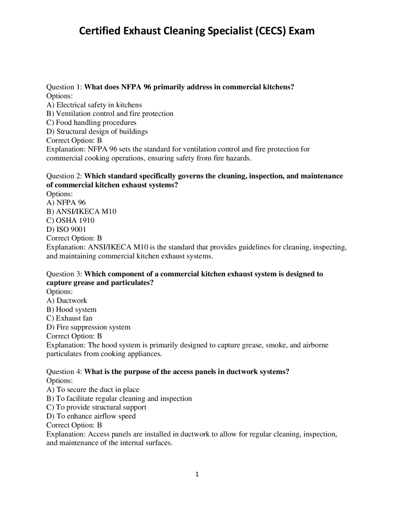 Certified Exhaust Cleaning Specialist (CECS) Exam with Study Guide ...