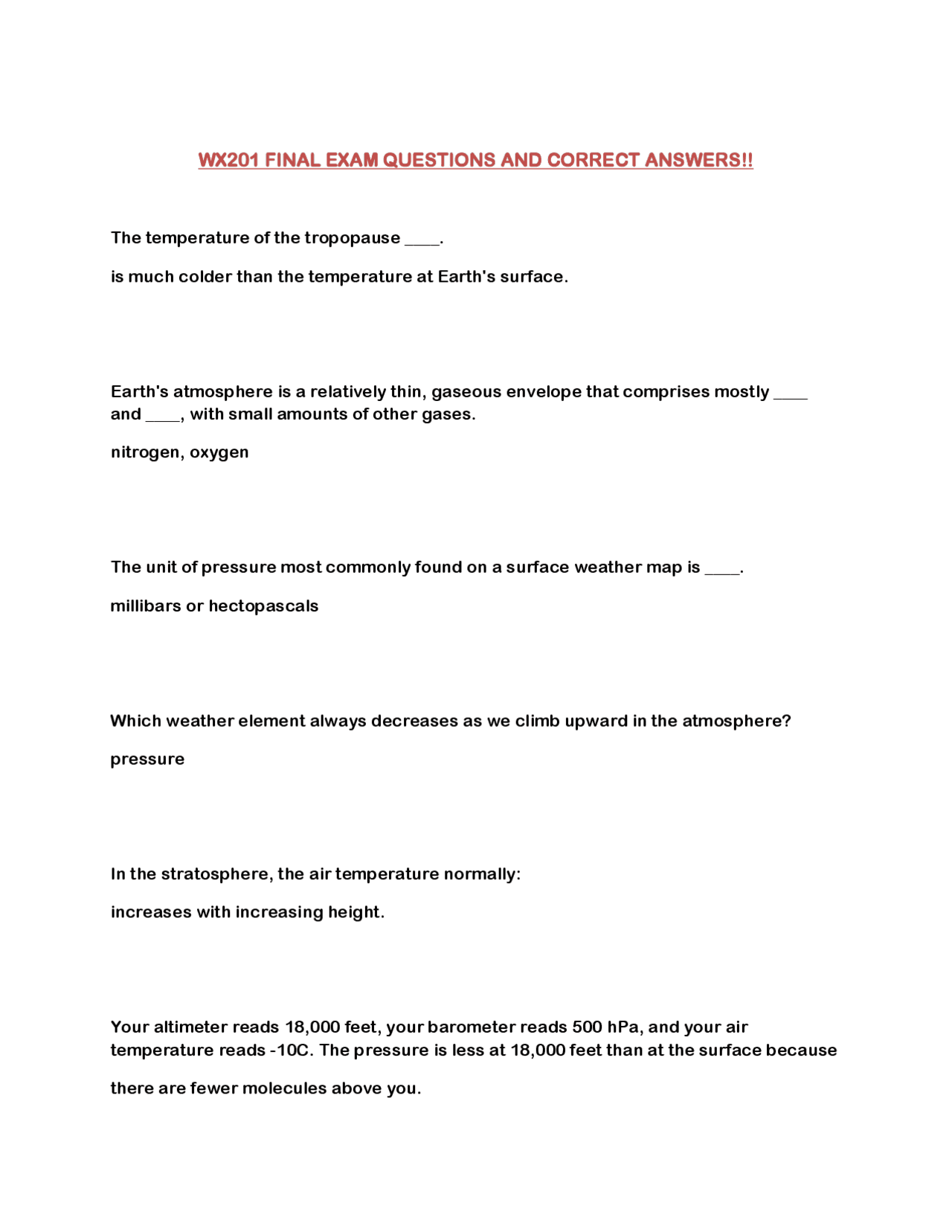 Meteorology Exam Questions and Answers: Atmospheric Processes and ...