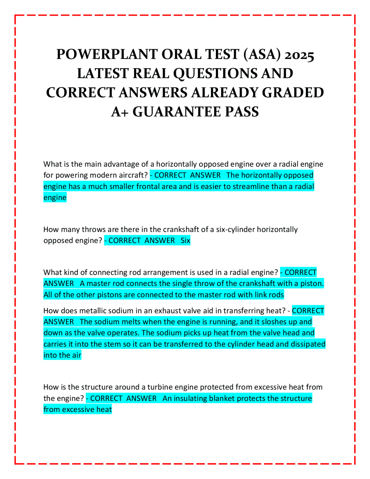 POWERPLANT ORAL TEST (ASA) 2025 LATEST REAL QUESTIONS AND CORRECT ...